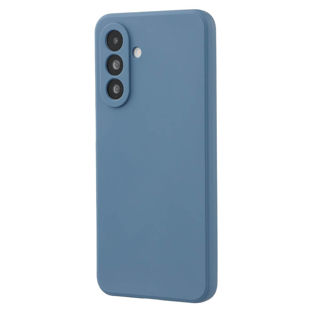 Blaue Handyhülle mit drei Kameralinsen und Blitz.
