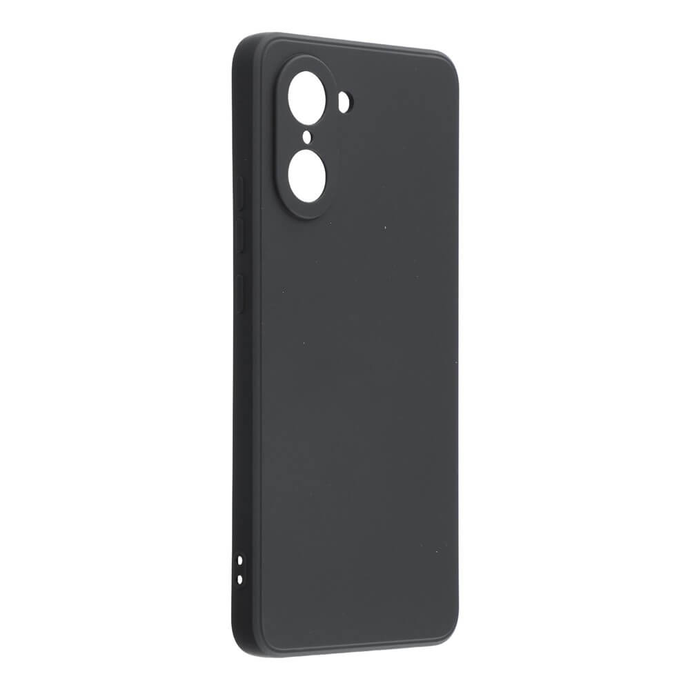 Una custodia nera per telefono con ritagli per due fotocamere e flash.