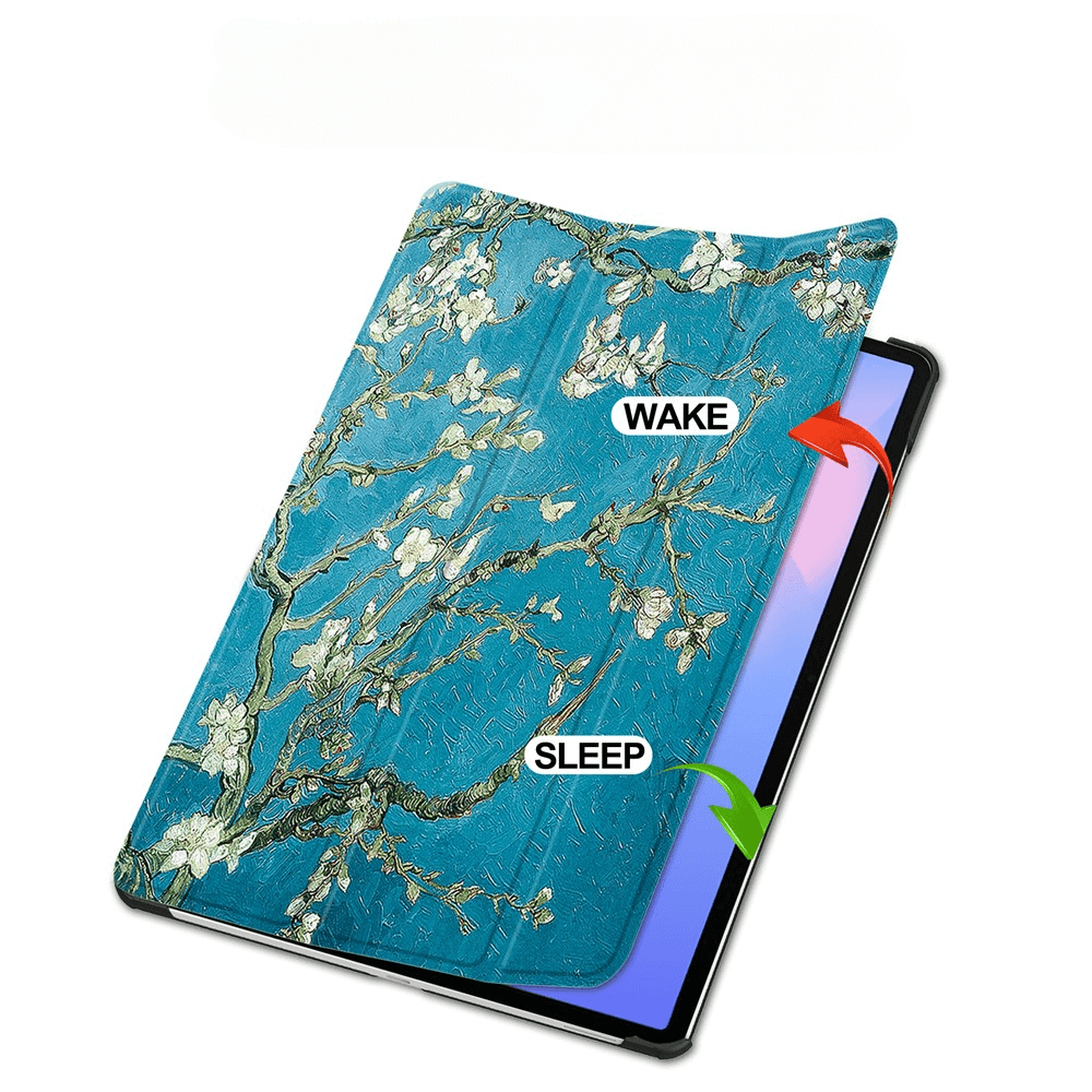 Ein Tablet-Schutzhülle mit Van-Gogh-Motiv, auf einem Tablet.