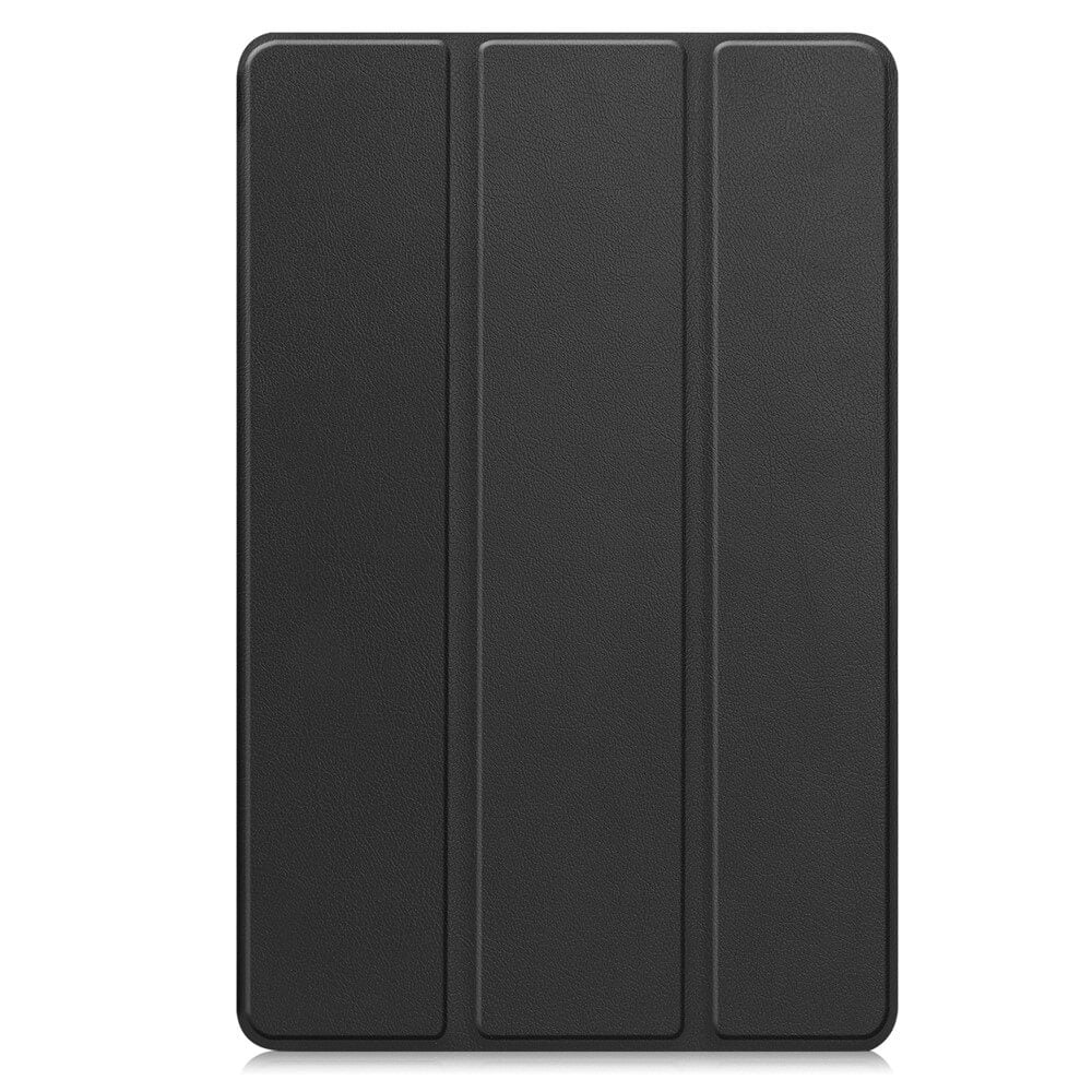 Schwarze Tablet-Hülle mit drei vertikalen Falten auf der Vorderseite.