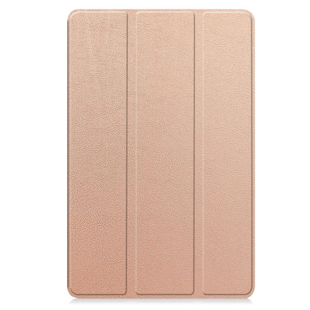 Eine roségoldene Tablet-Hülle mit drei vertikalen Falten.