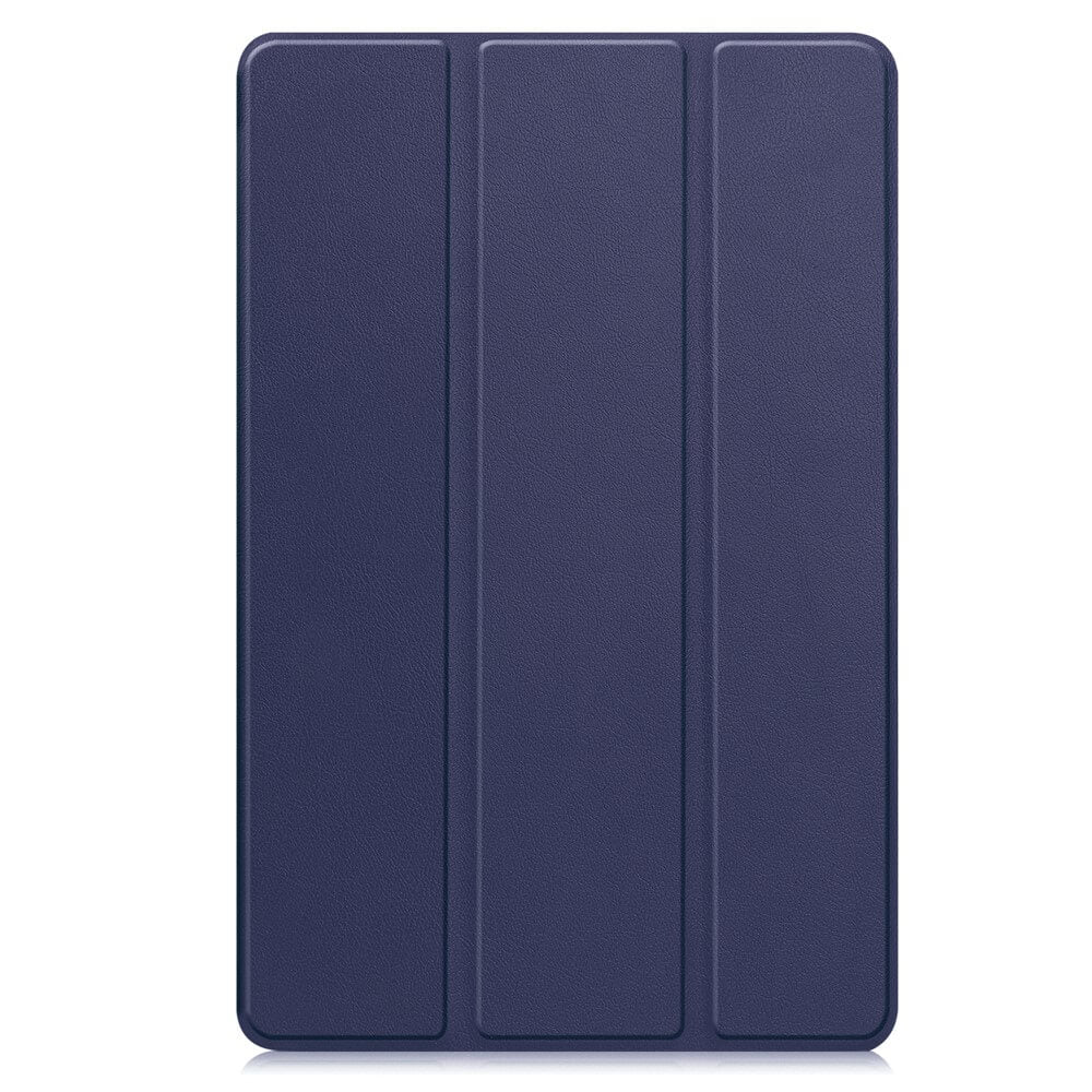 Dunkelblaue Tablet-Hülle mit drei Faltsegmenten.
