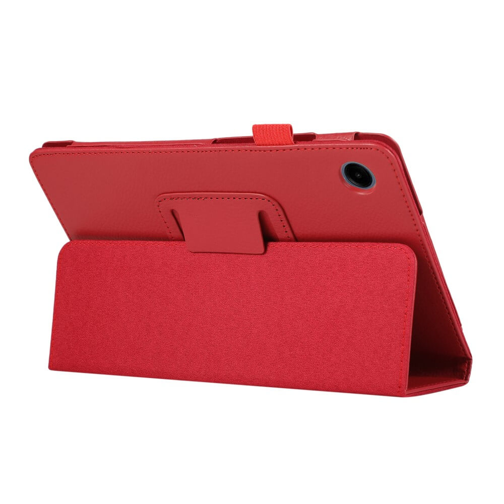 Rote Tablet-Hülle mit Ständerfunktion und Kamerabereich.
