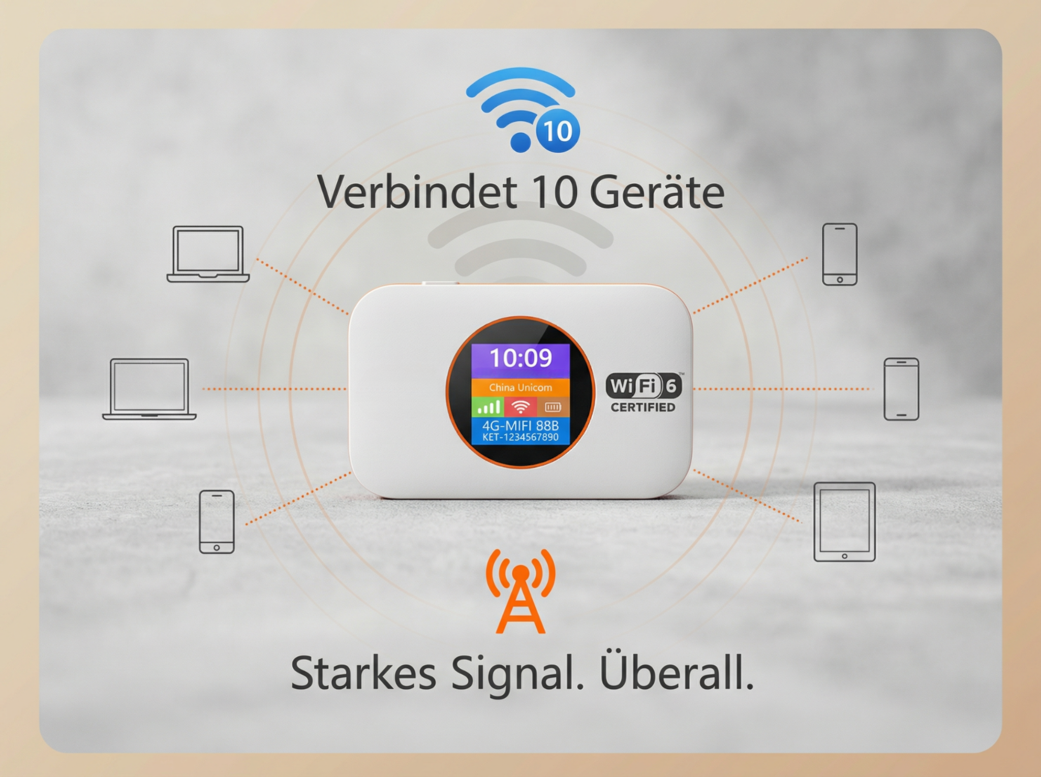 Ein 4G-MIFI-Gerät verbindet 10 Geräte mit starkem Signal.