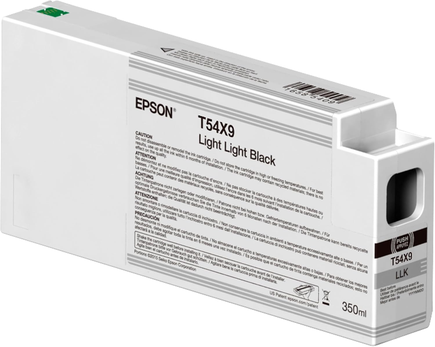 Cartuccia d'inchiostro bianca Epson T54X9 Light Light Black con avvisi ed etichetta 350ml.