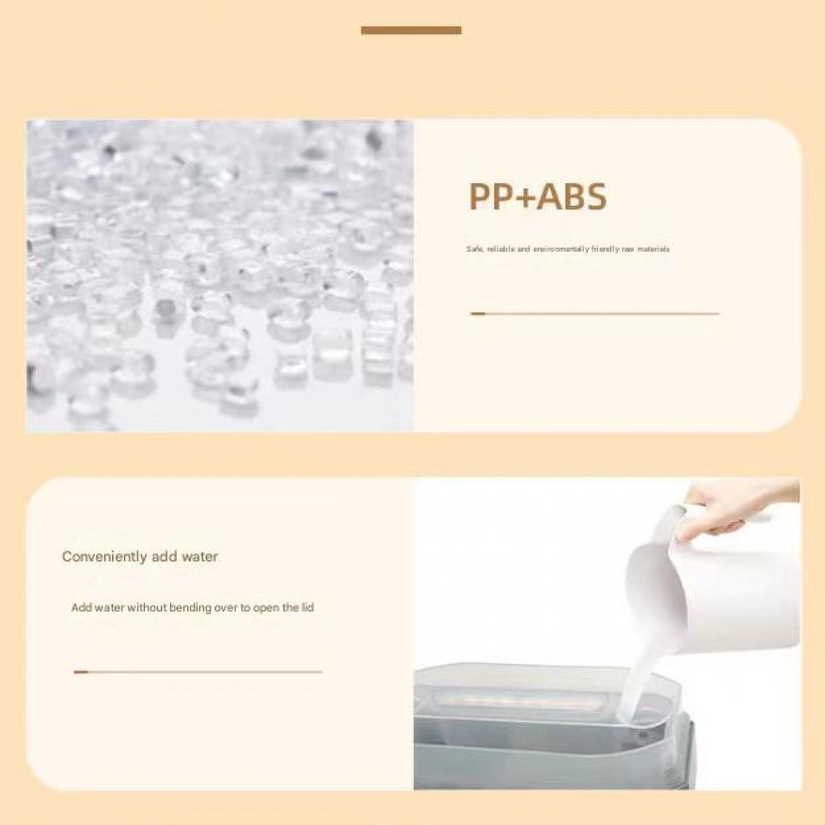 Klare PP+ABS-Granulate und Wasser wird in einen Behälter gegossen.