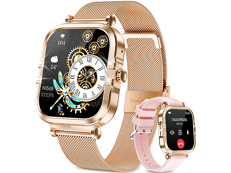 RAYOFI HK82 Smartwatch Silikon, 240 mm, Roségold