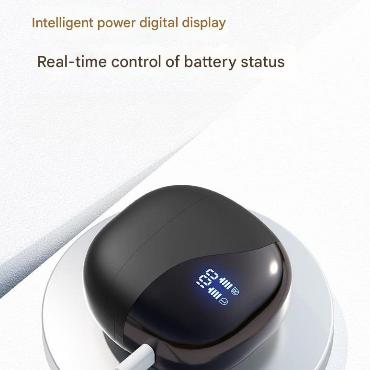 Schwarzes Ladeetui mit digitaler Anzeige von 100 % Akkuladung.