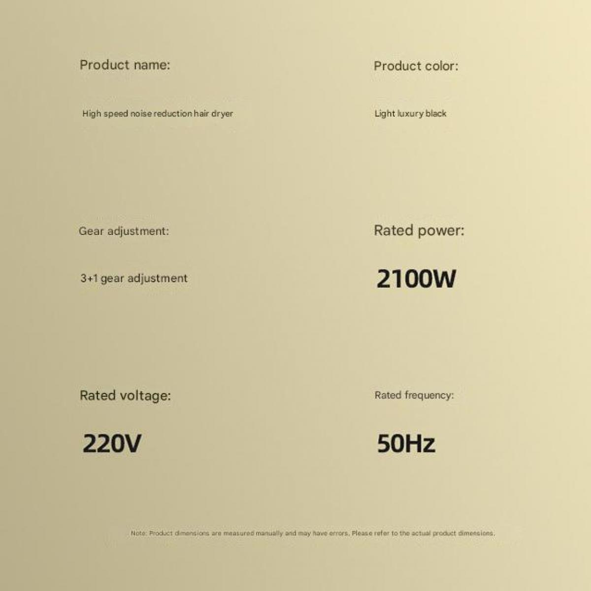 Produktdaten: Haartrockner, 2100W, 220V, 50Hz, schwarz.