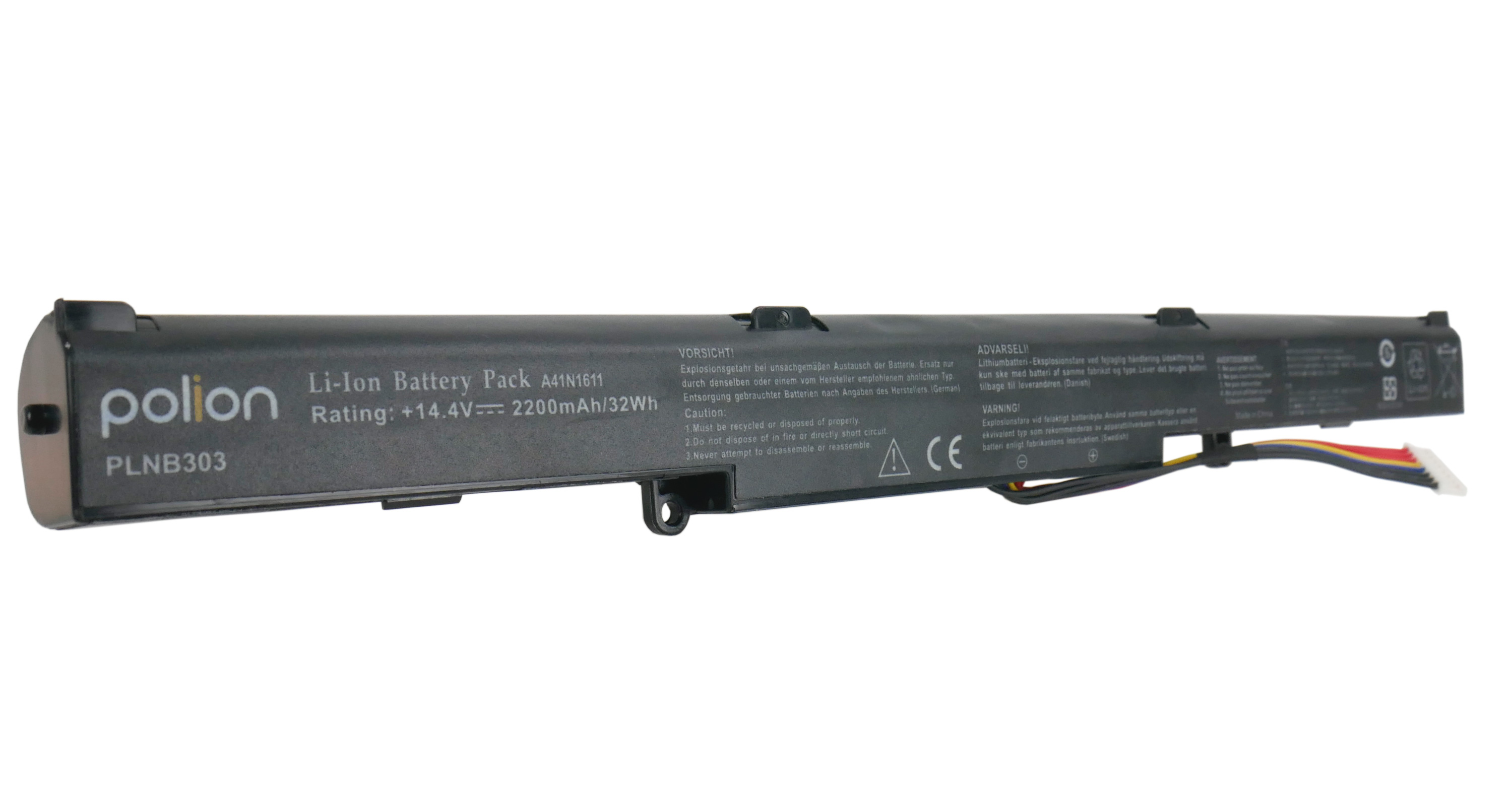 Szara bateria do laptopa, marka Polion, 14.4V, 2200mAh, z kablami.