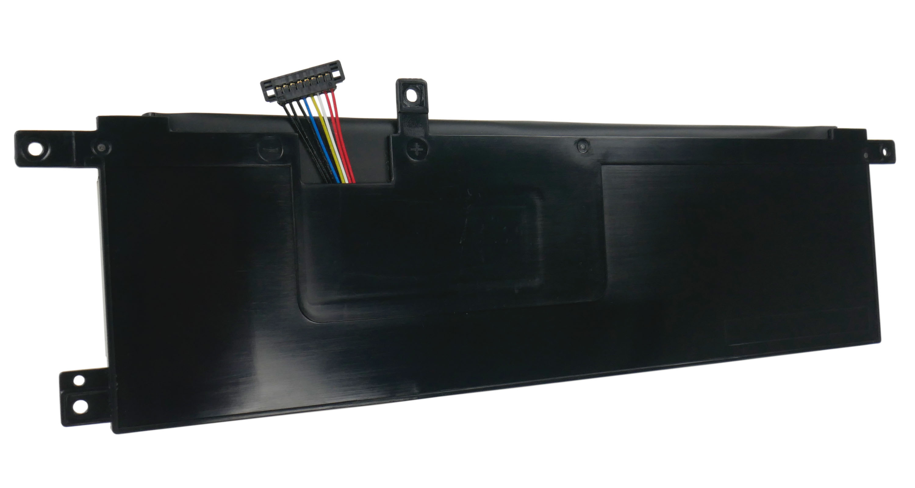 Czarna bateria do laptopa z przewodami i złączem.