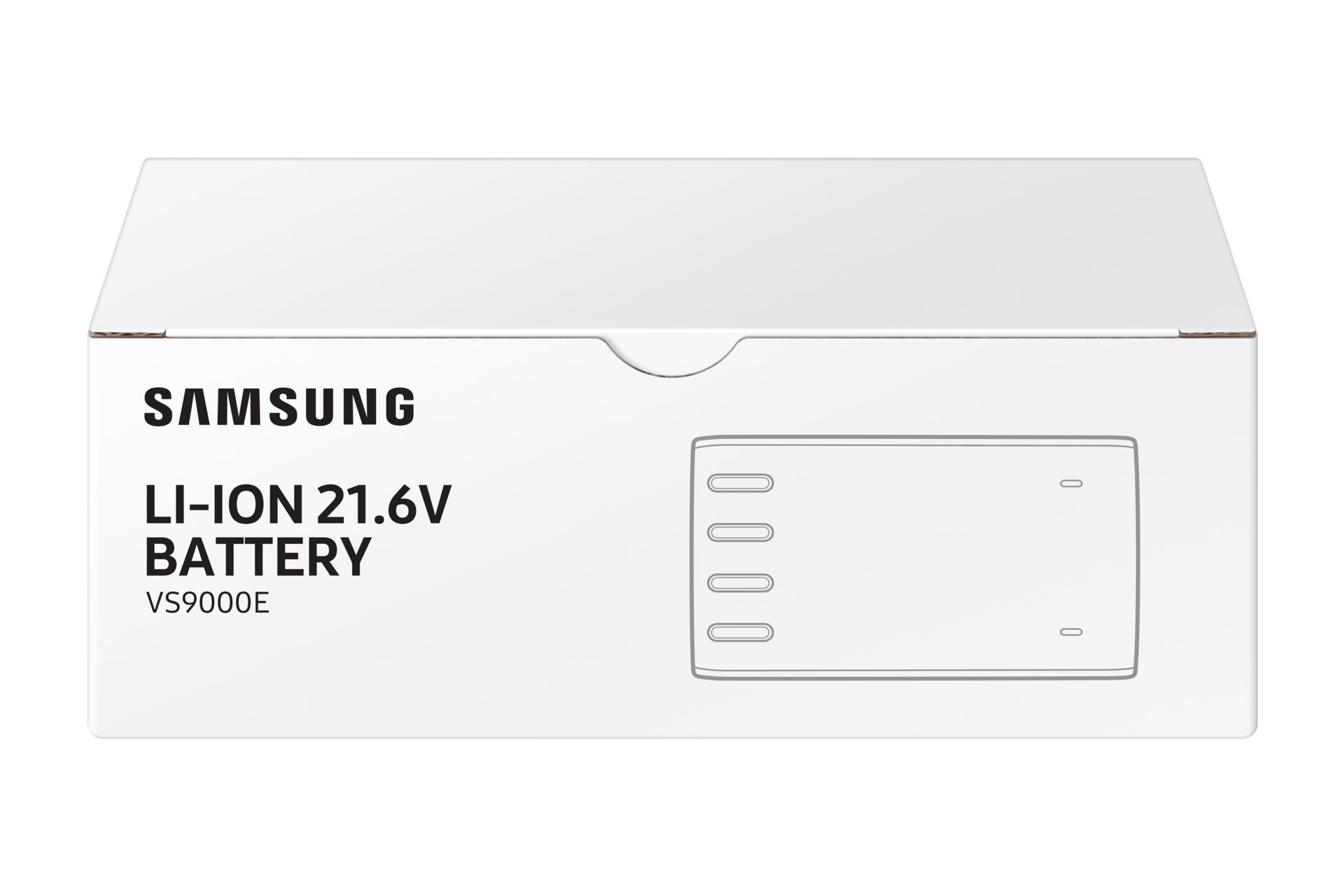 Samsung LI-ION 21.6V Akku VS9000E Verpackung mit schematischer Darstellung eines Akkus.