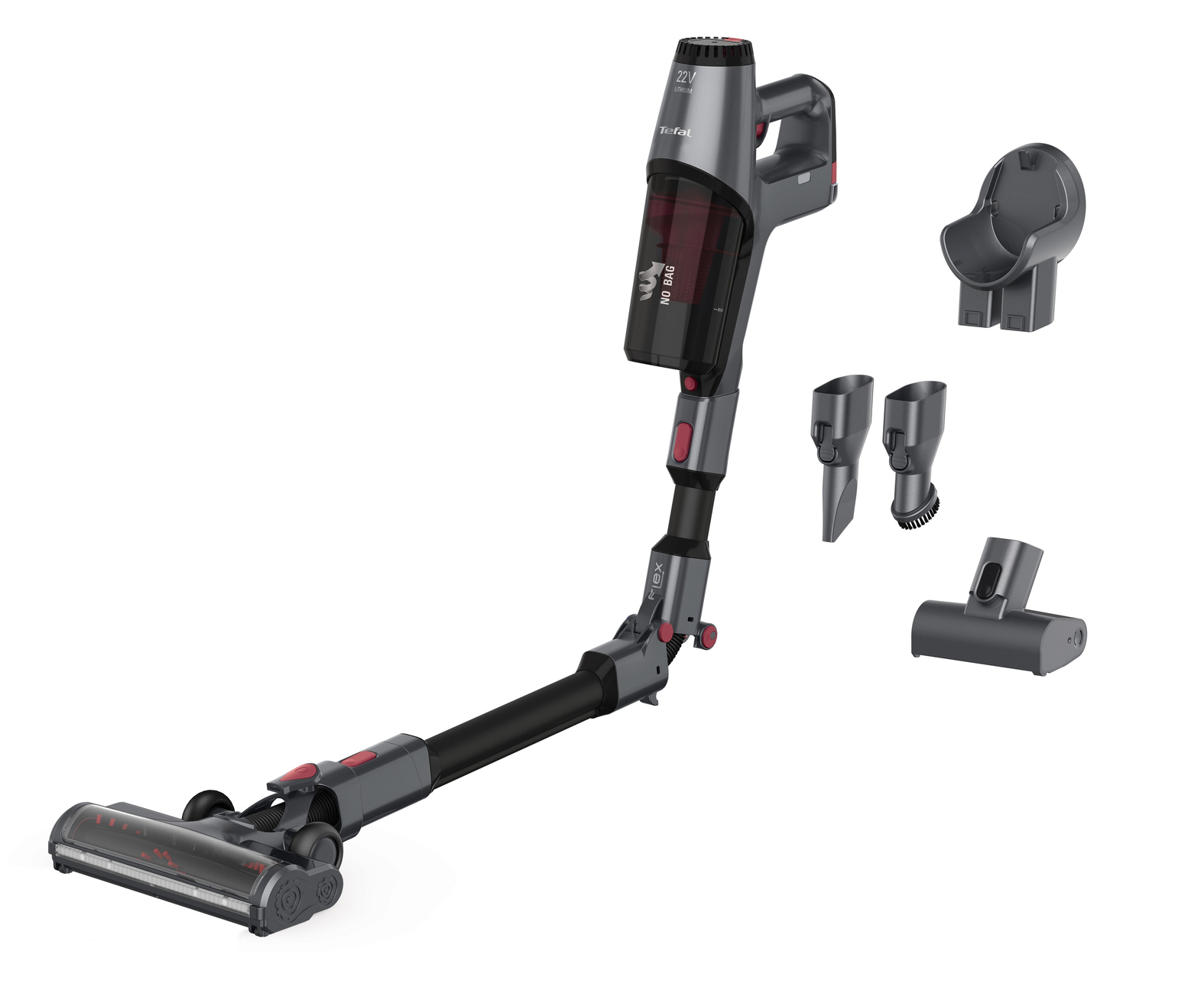 TEFAL TY6973 X-Pert 3.60 Flex Kablosuz Dikey Şarjlı Süpürge Gri Kırmızı