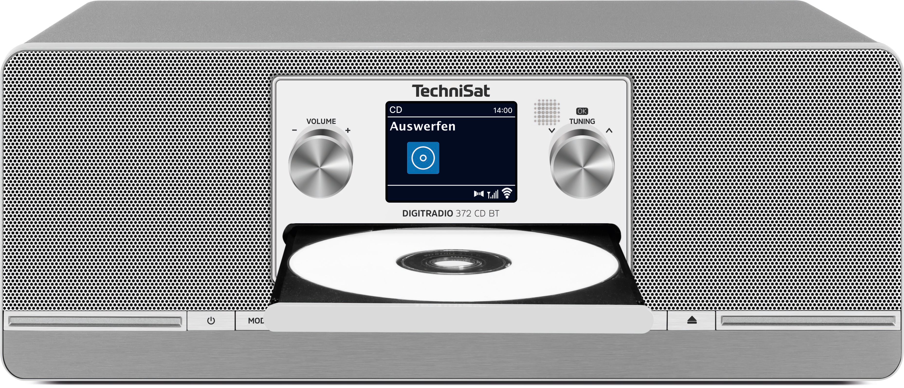 TechniSat Digiradio con slot CD, due altoparlanti e display.
