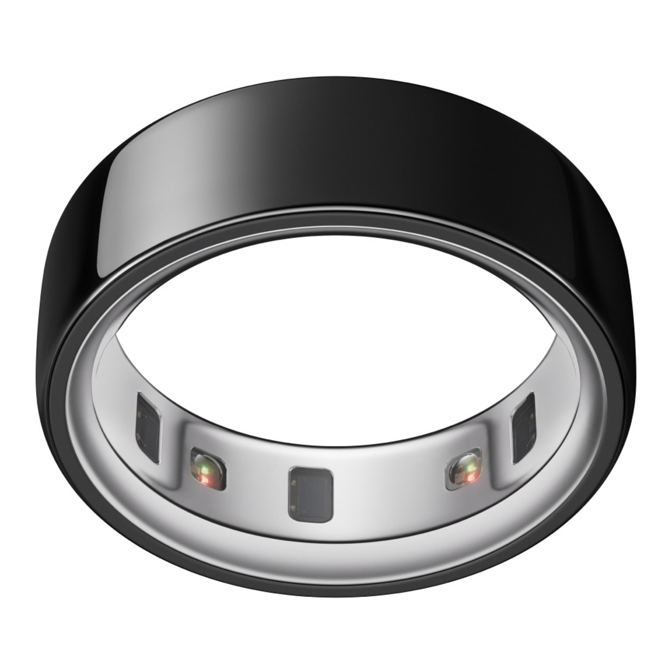 Schwarzer Ring mit silbernem Rand und Sensoren im Inneren.