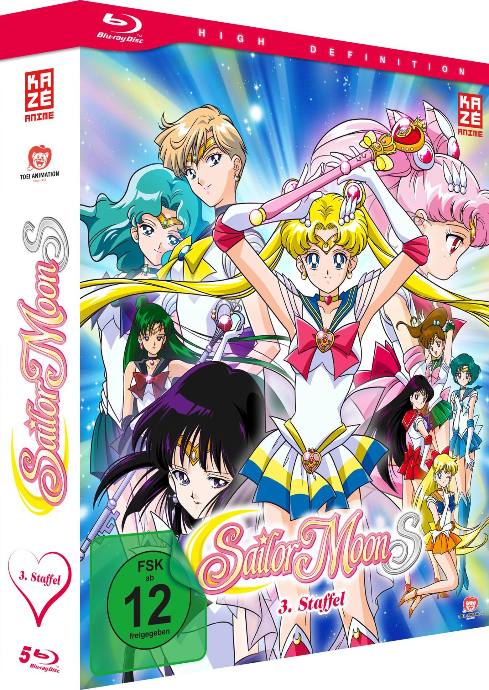 Copertina Blu-ray Sailor Moon Stagione 3 con personaggi anime e logo FSK 12.