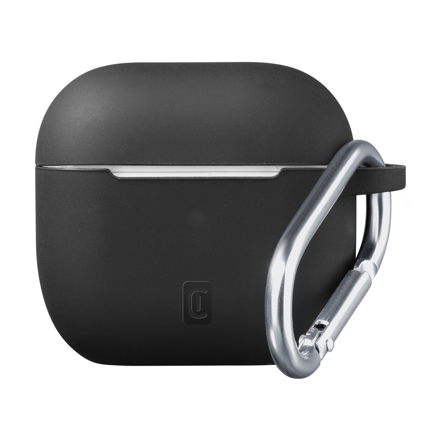 Czarne etui z karabińczykiem, biały pasek, logo C.