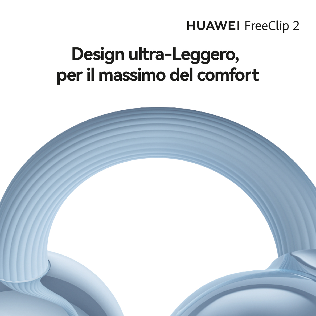 Écouteurs HUAWEI FreeClip 2 au design léger pour le confort.