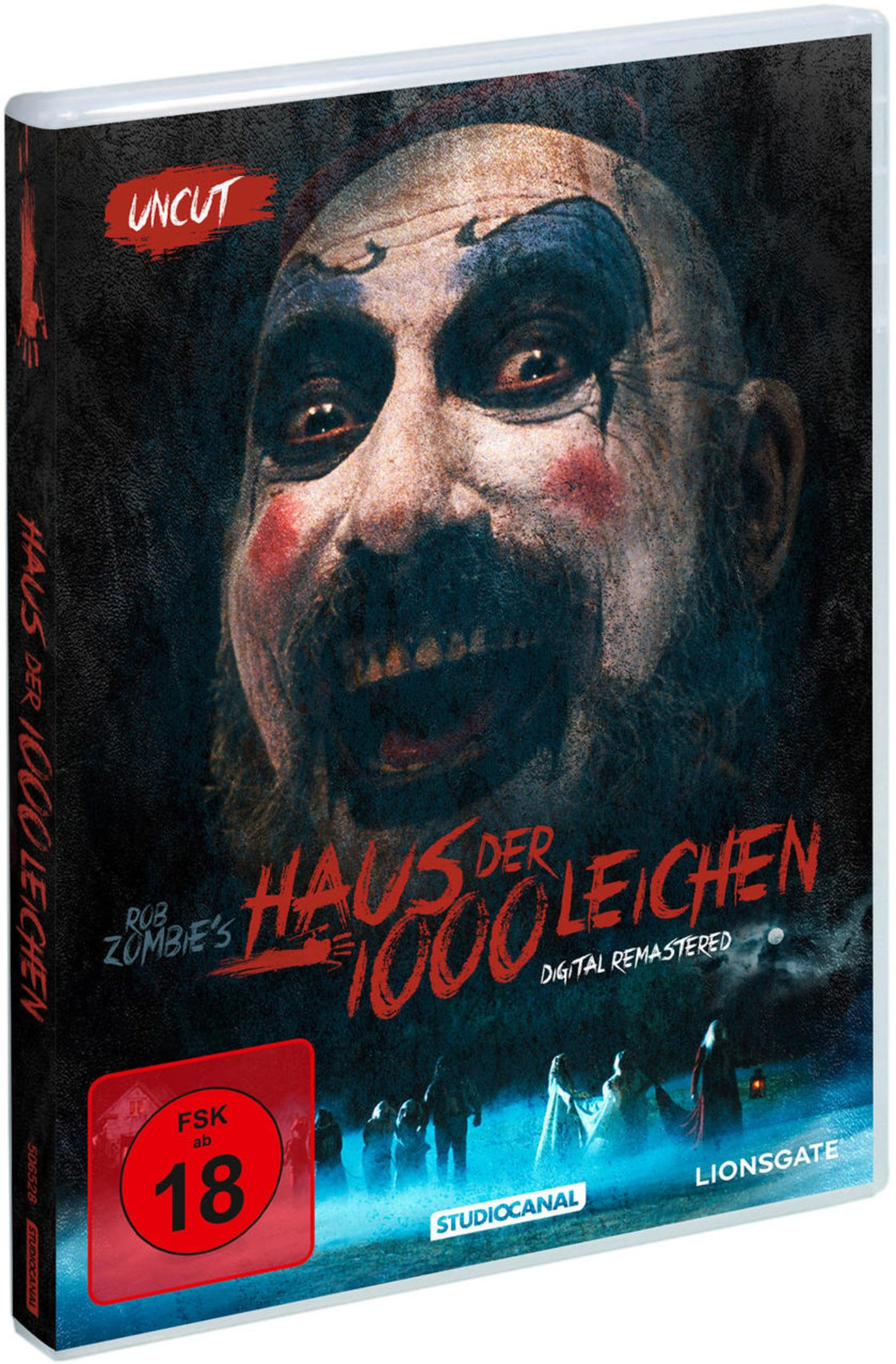 Copertina DVD con pagliaccio, titolo 'La casa dei 1000 corpi', FSK 18.