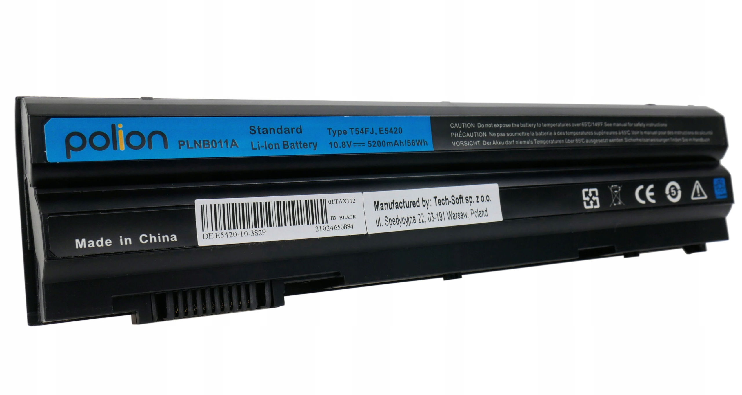 Czarna bateria do laptopa, model PLNB011A, 5200mAh, z niebieską etykietą.