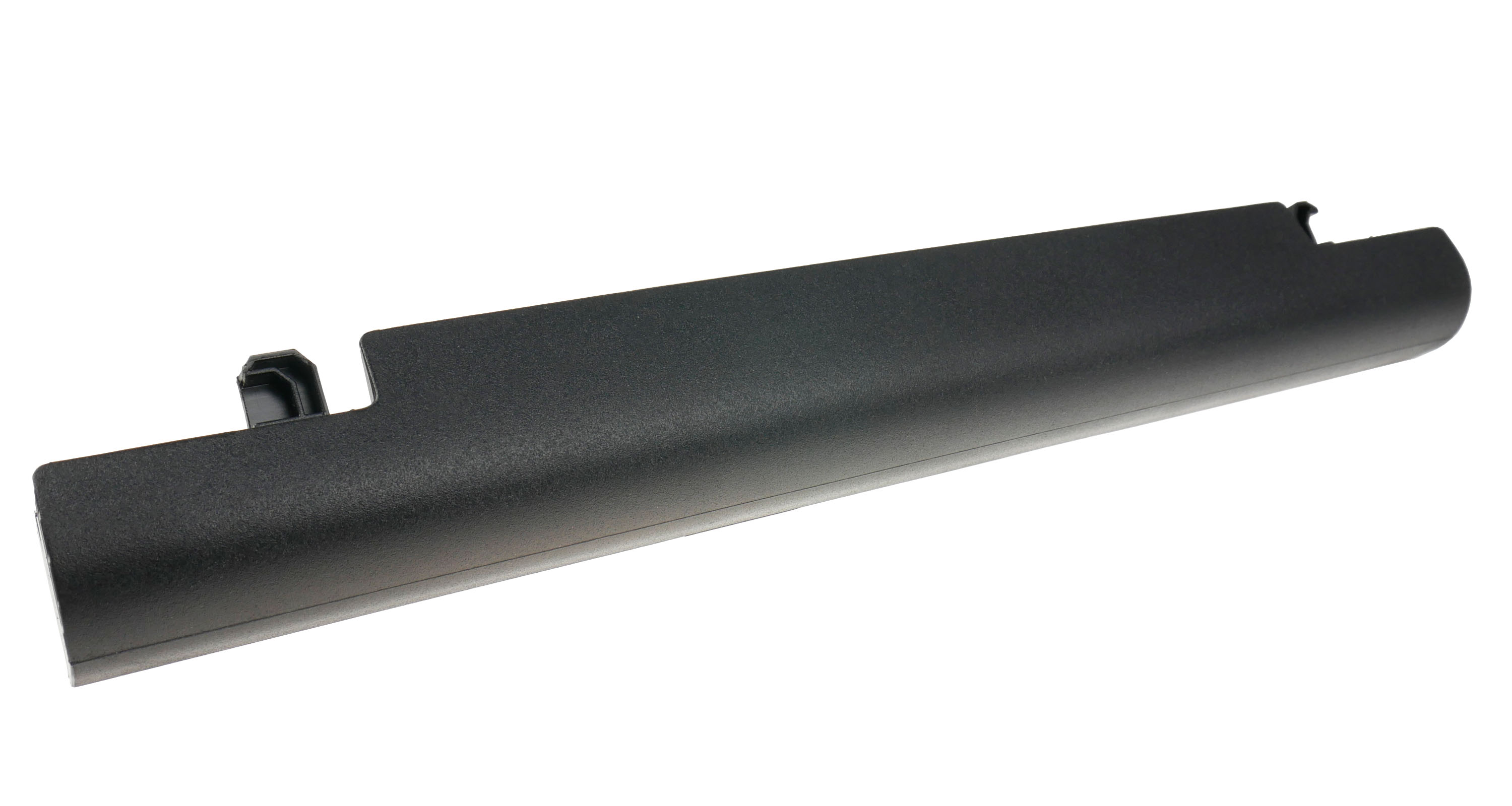 Czarna bateria do laptopa z klipsami po lewej stronie.