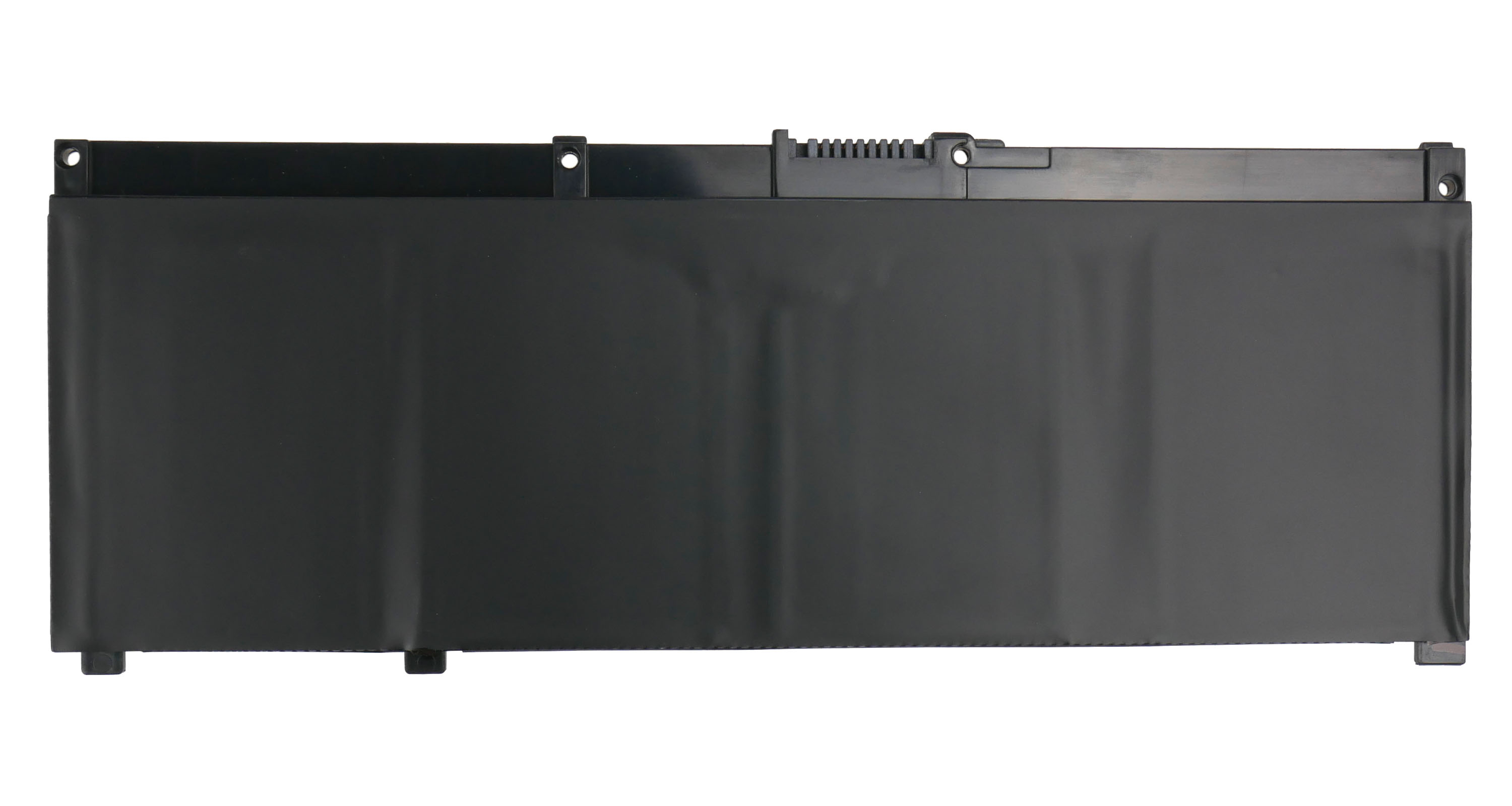 Czarna bateria do laptopa ze złączami i otworami montażowymi.
