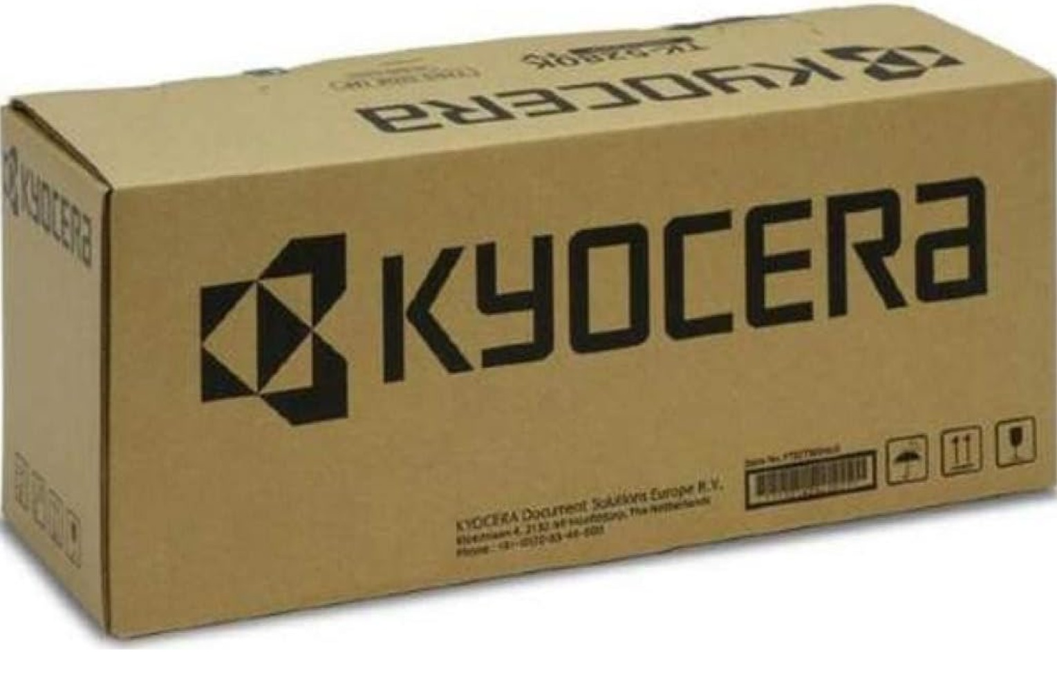 Brązowe pudełko kartonowe z logo Kyocera i informacjami o produkcie.