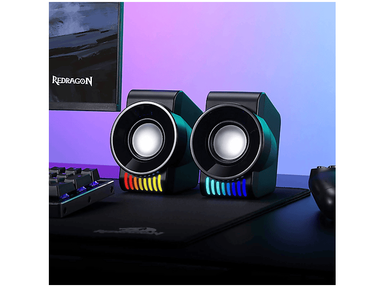 未開封 ギャラクタス 14インチ 電飾 音声付 REDRAGON KAGE GS514 Kablolu Masaüstü PC Gaming Hoparlör Siyah
