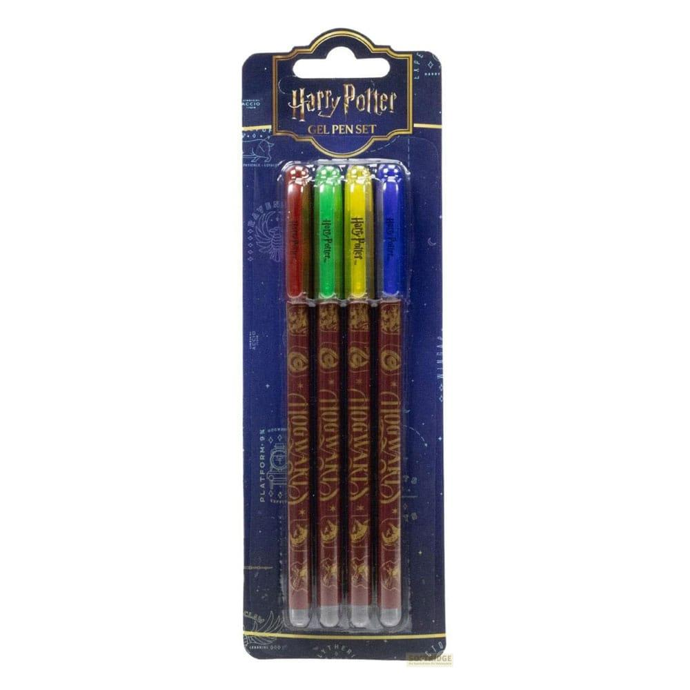 Harry Potter Gelstift-Set mit vier Stiften in Rot, Grün, Gelb und Blau.