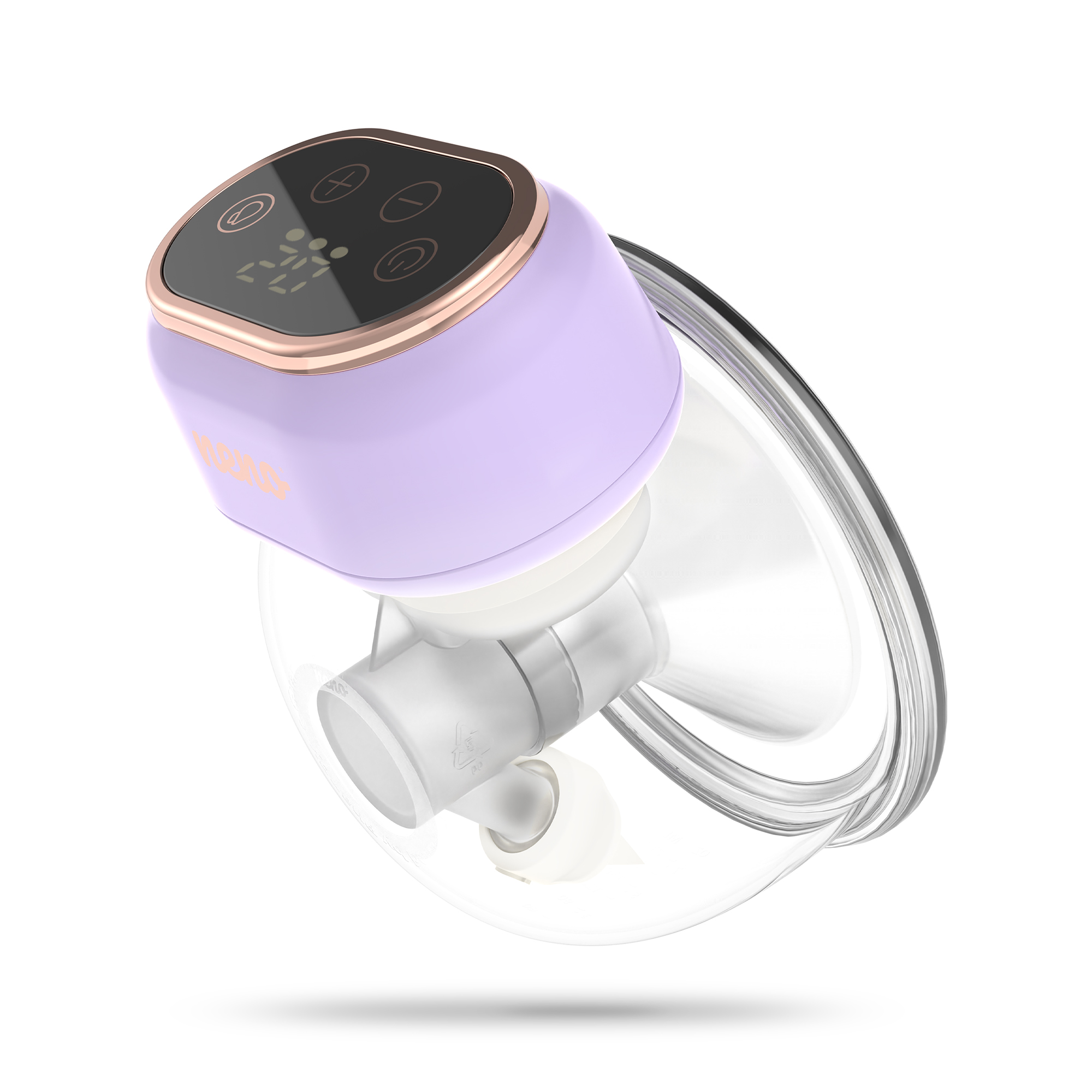 Fioletowy silnik laktatora z cyfrowym wyświetlaczem i przezroczystym kołnierzem.