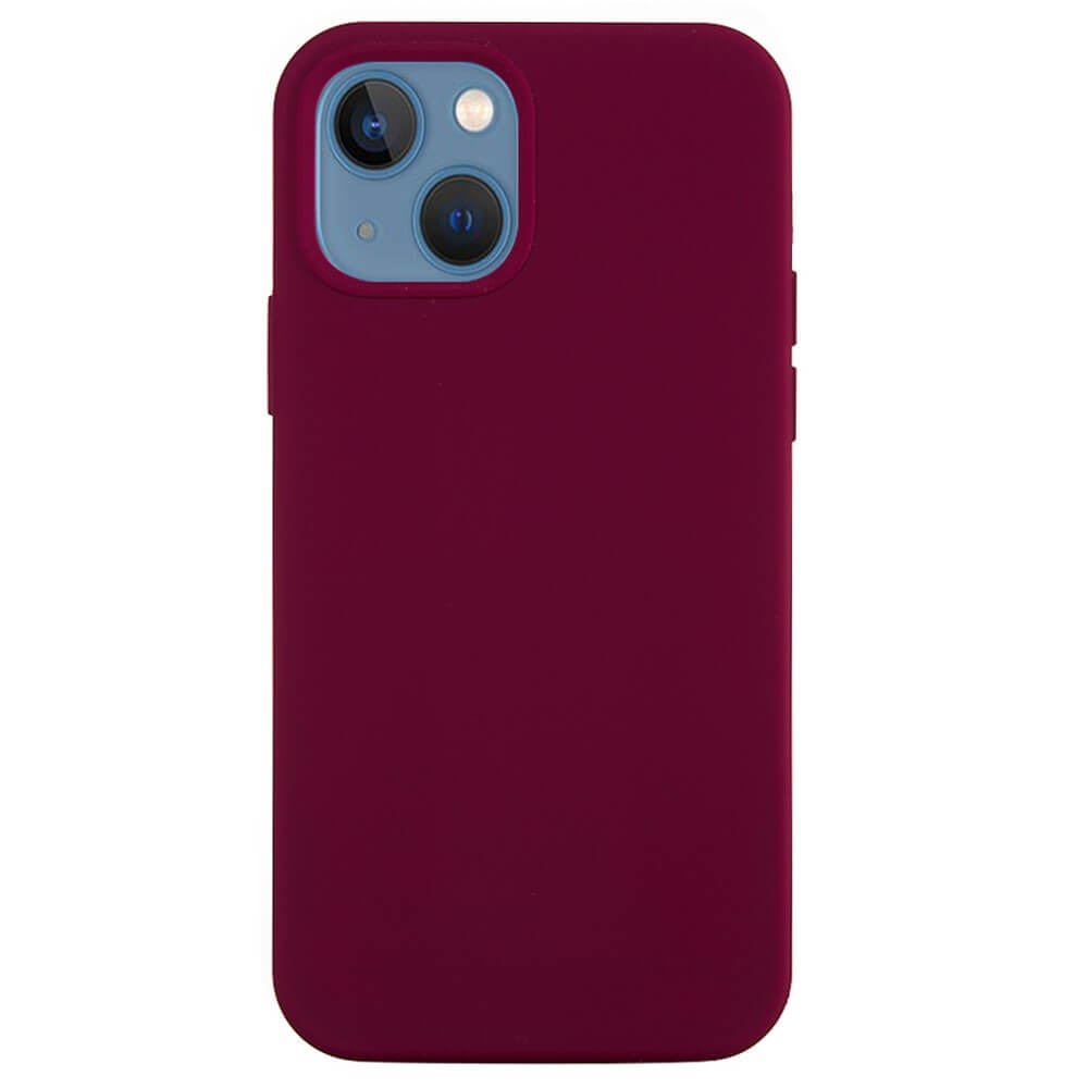 Una custodia per telefono color borgogna con due lenti e flash.