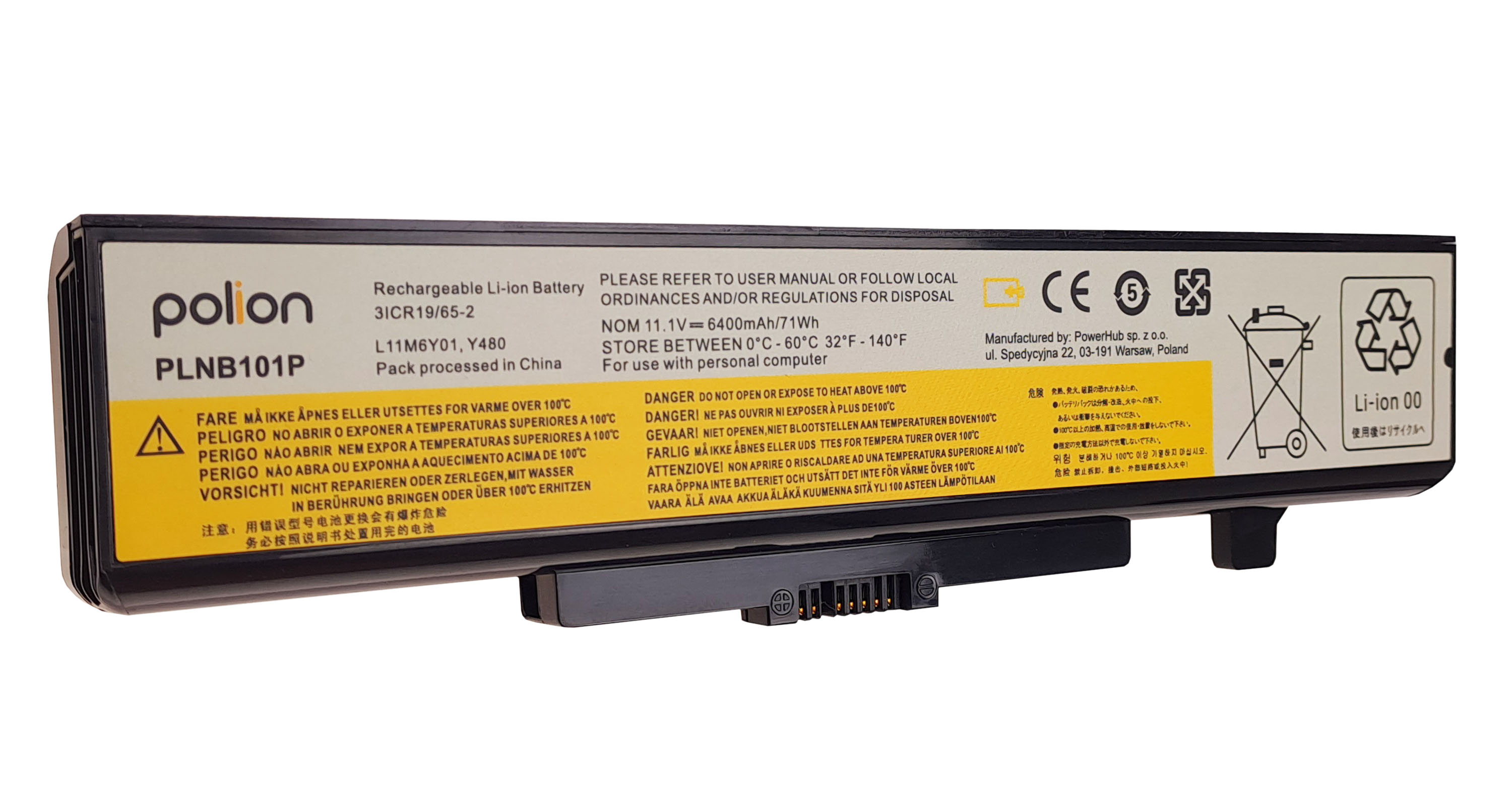 Bateria Polion Li-Ion do laptopa, model PLNB101P, 71Wh.