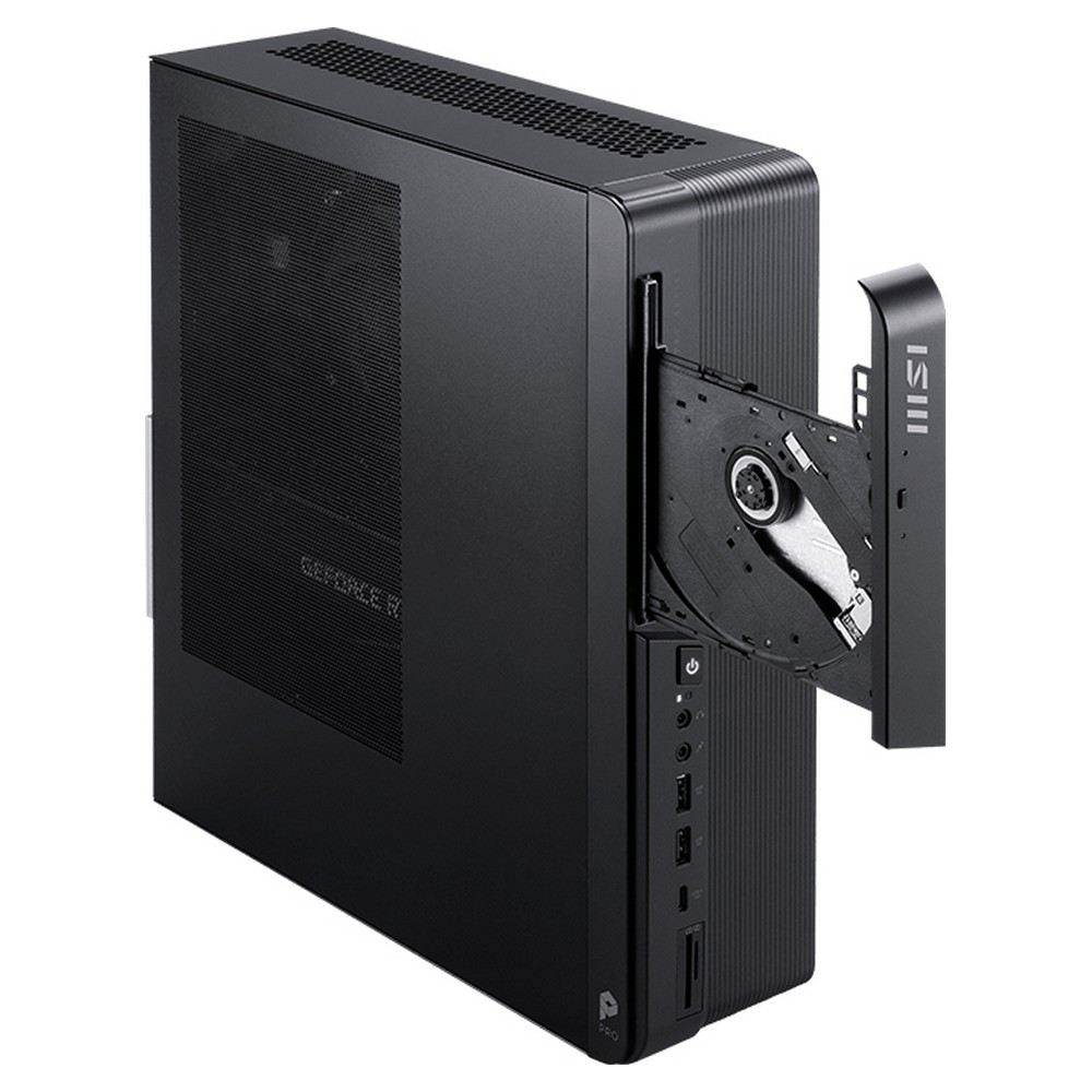 Case del computer nero con vano CD esteso e porte visibili.