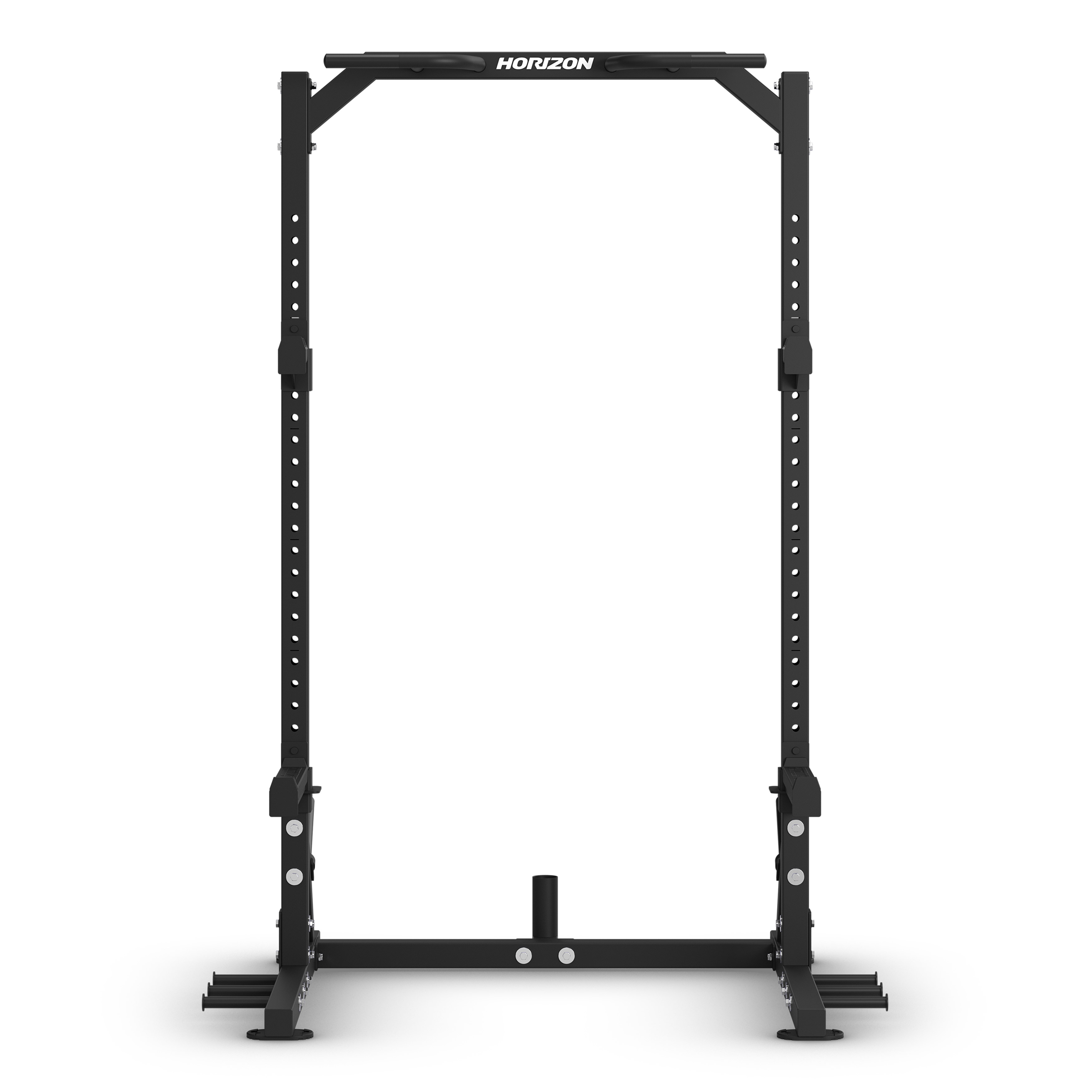 Un rack de potencia negro con el logo HORIZON arriba.