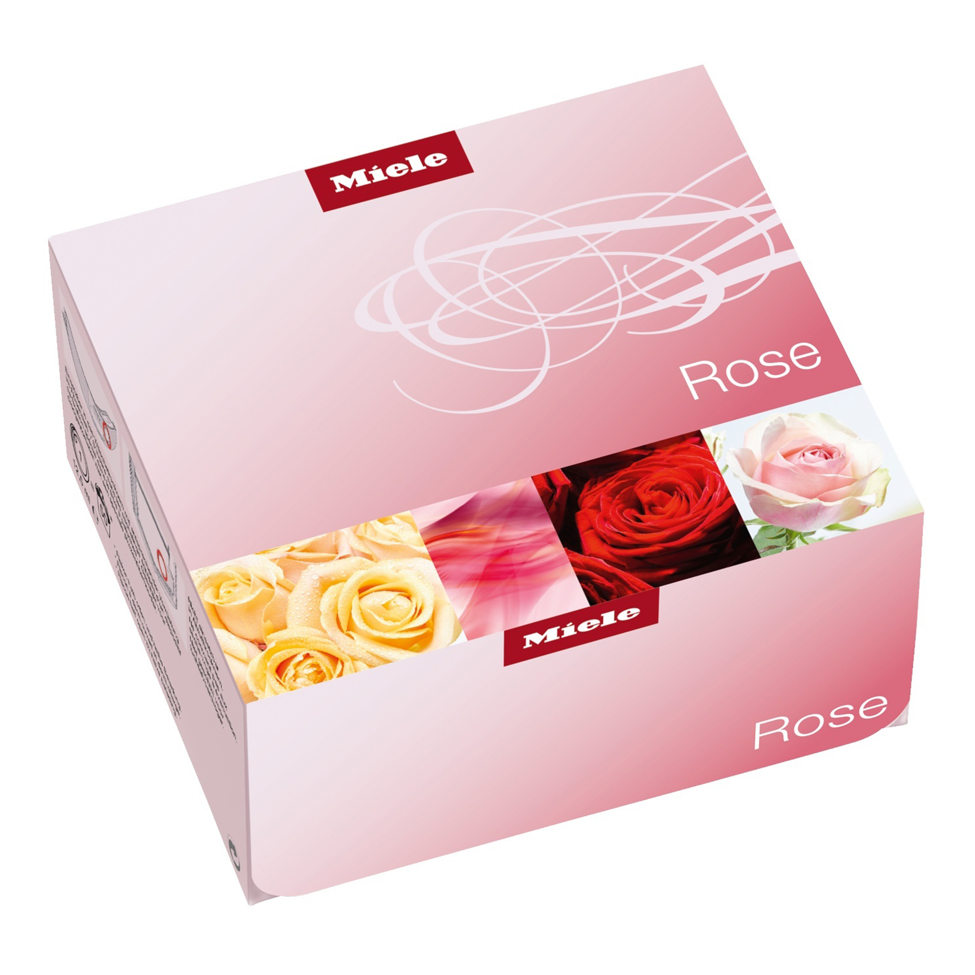 Boîte Miele Rose avec images de roses. Fond rose et rosé.