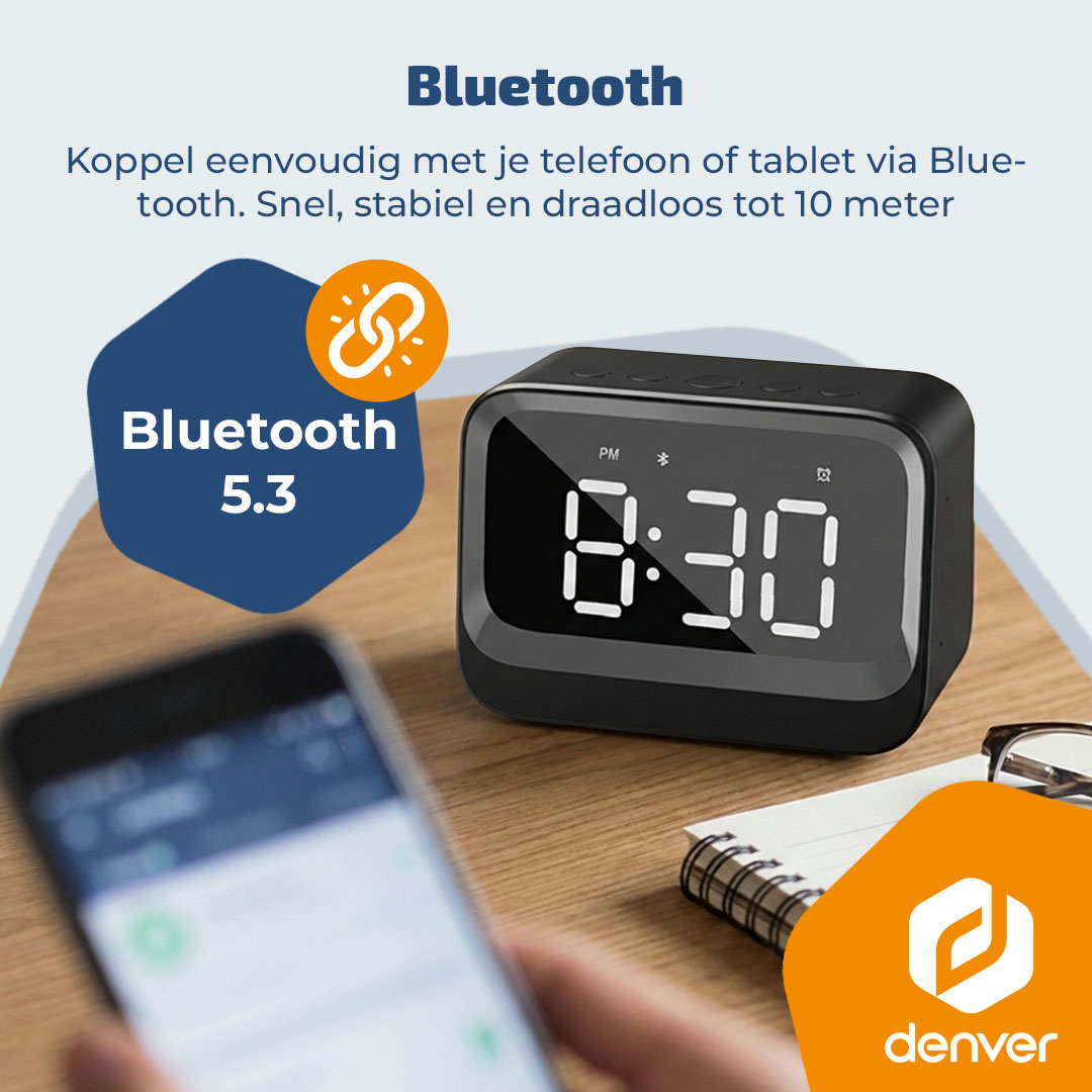 Digitale wekker met Bluetooth 5.3 toont 8:30.