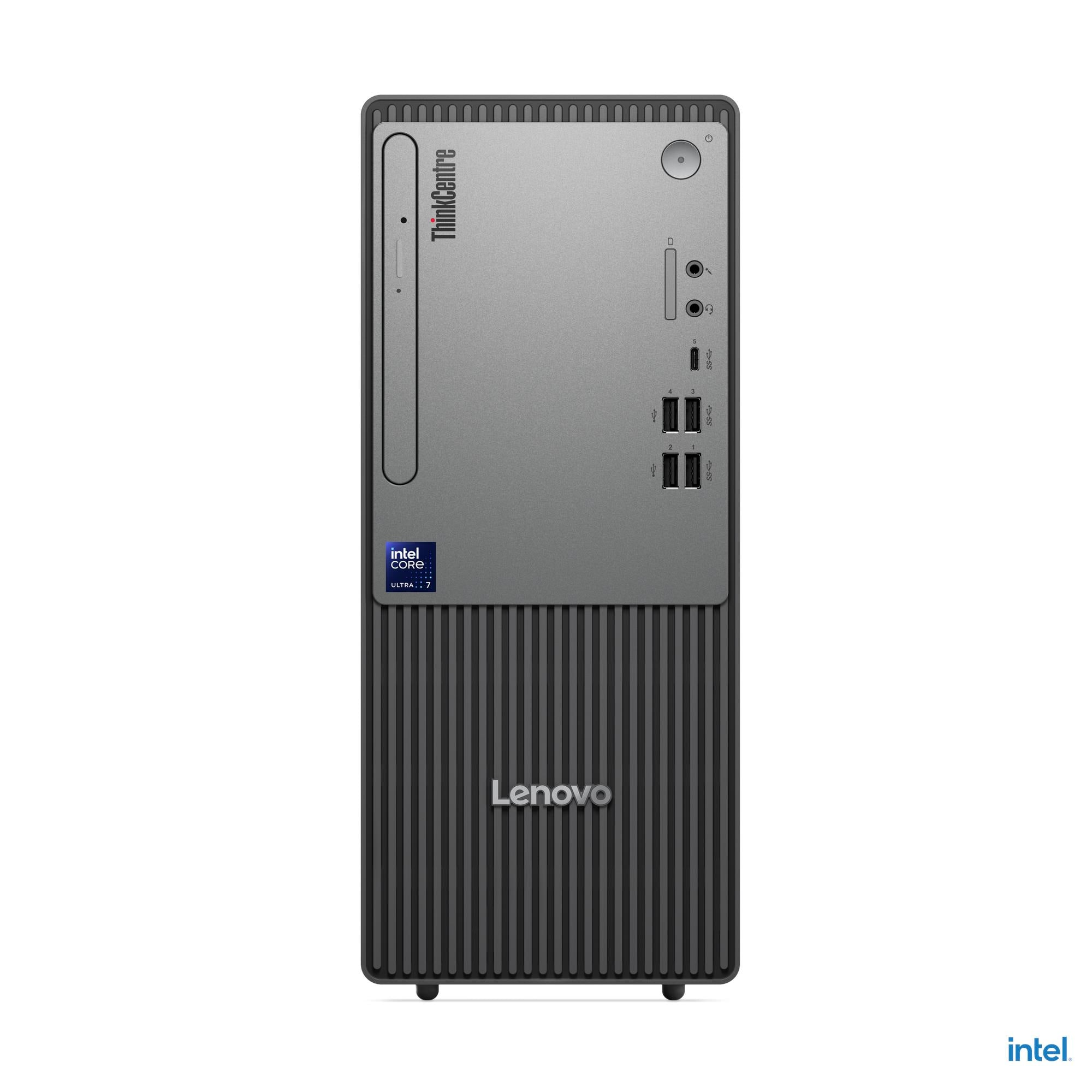 Un tower desktop grigio Lenovo ThinkCentre con Intel Core Ultra 7.