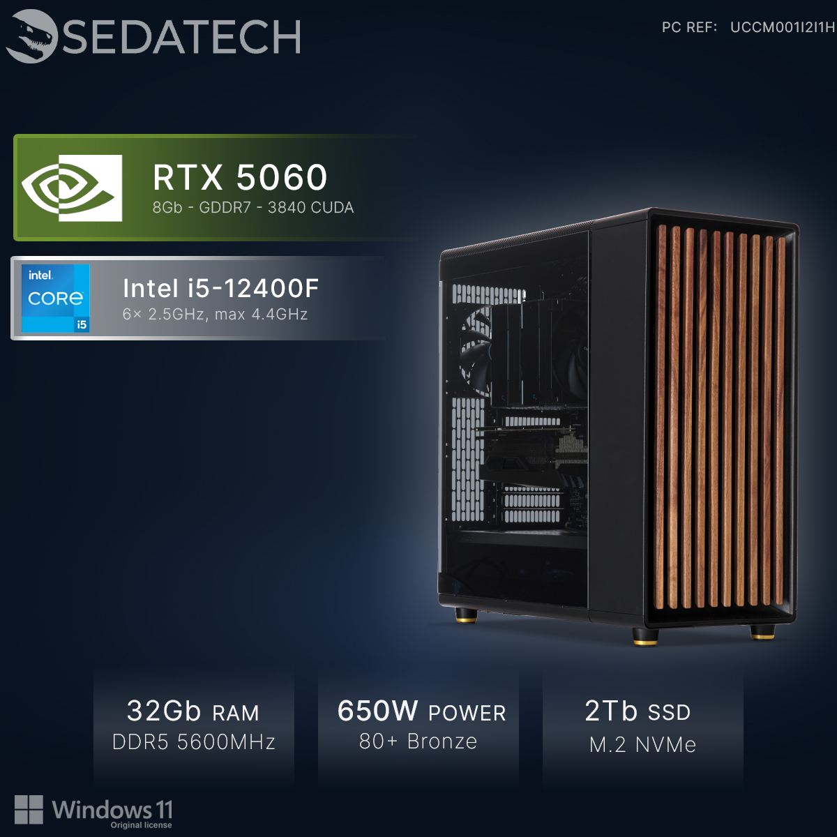PC Gaming avec RTX 5060, Intel i5, 32Go RAM, alimentation 650W et SSD 2To.