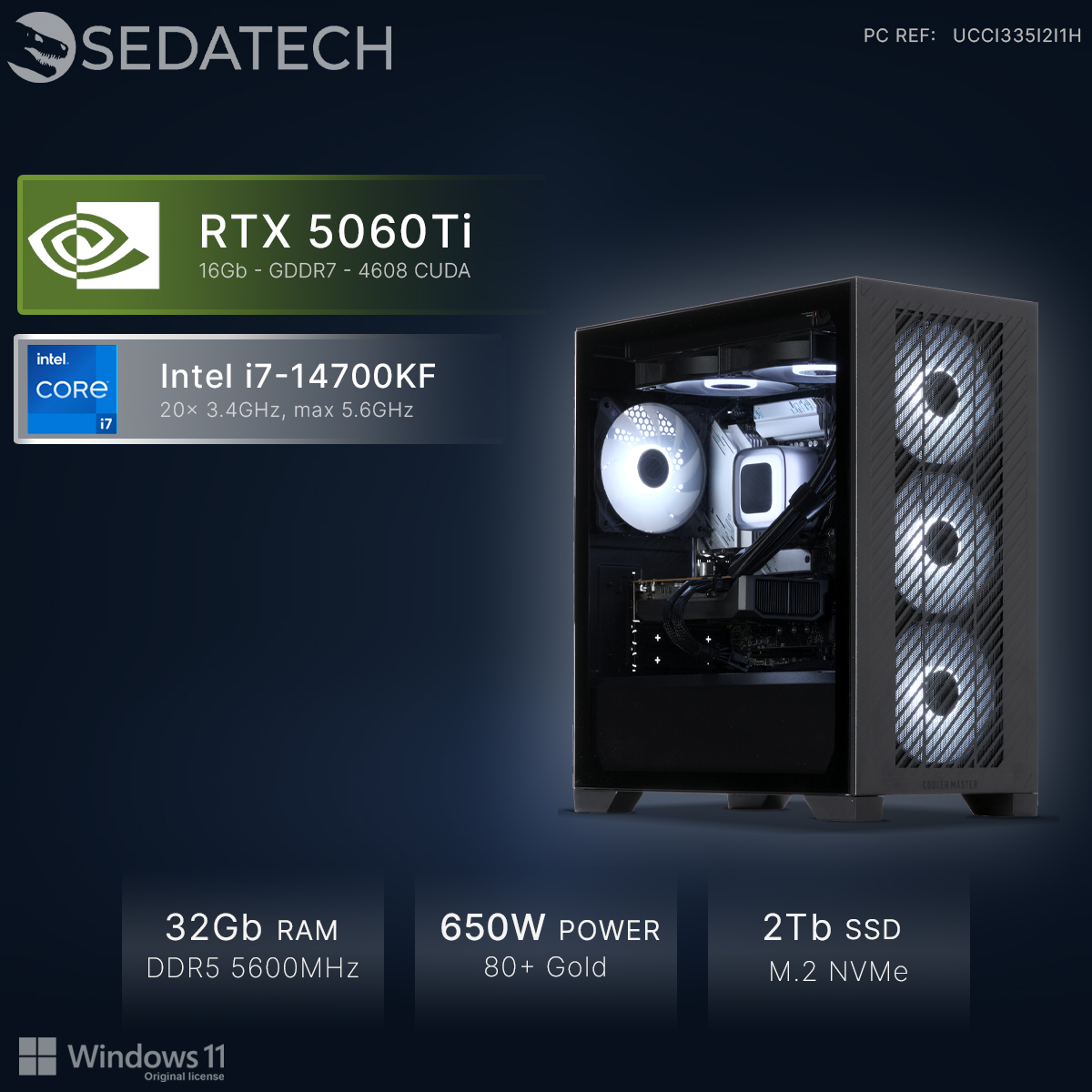 Gaming-PC mit Intel i7, RTX 5060Ti, 32GB RAM, 2TB SSD & Windows 11.