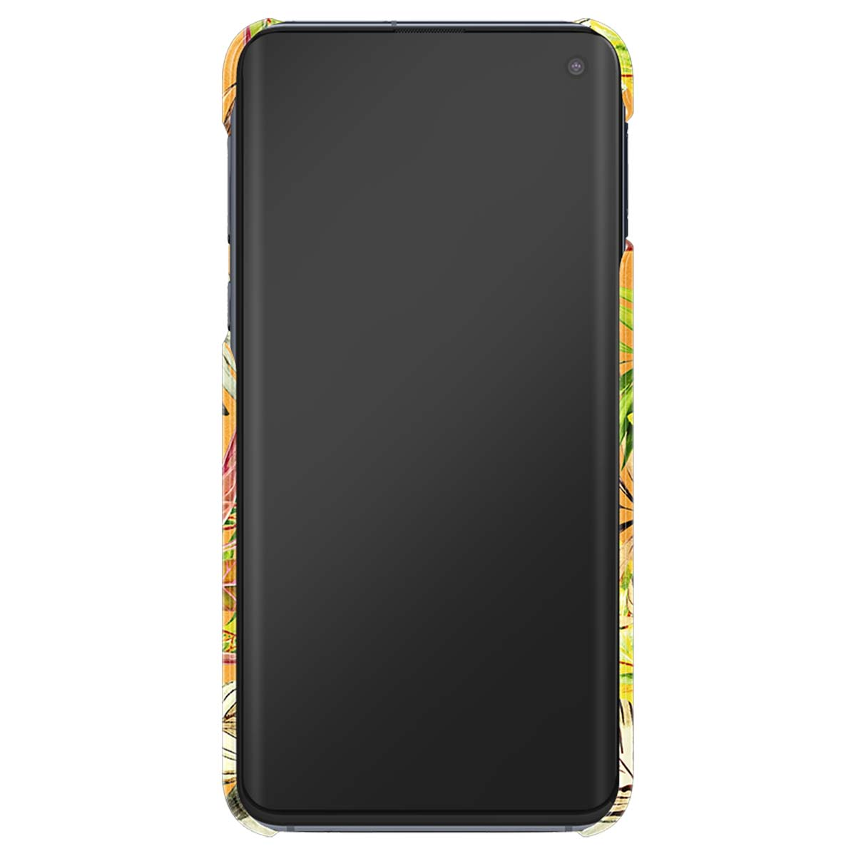 Uno smartphone con una fantasia floreale colorata sulla custodia.