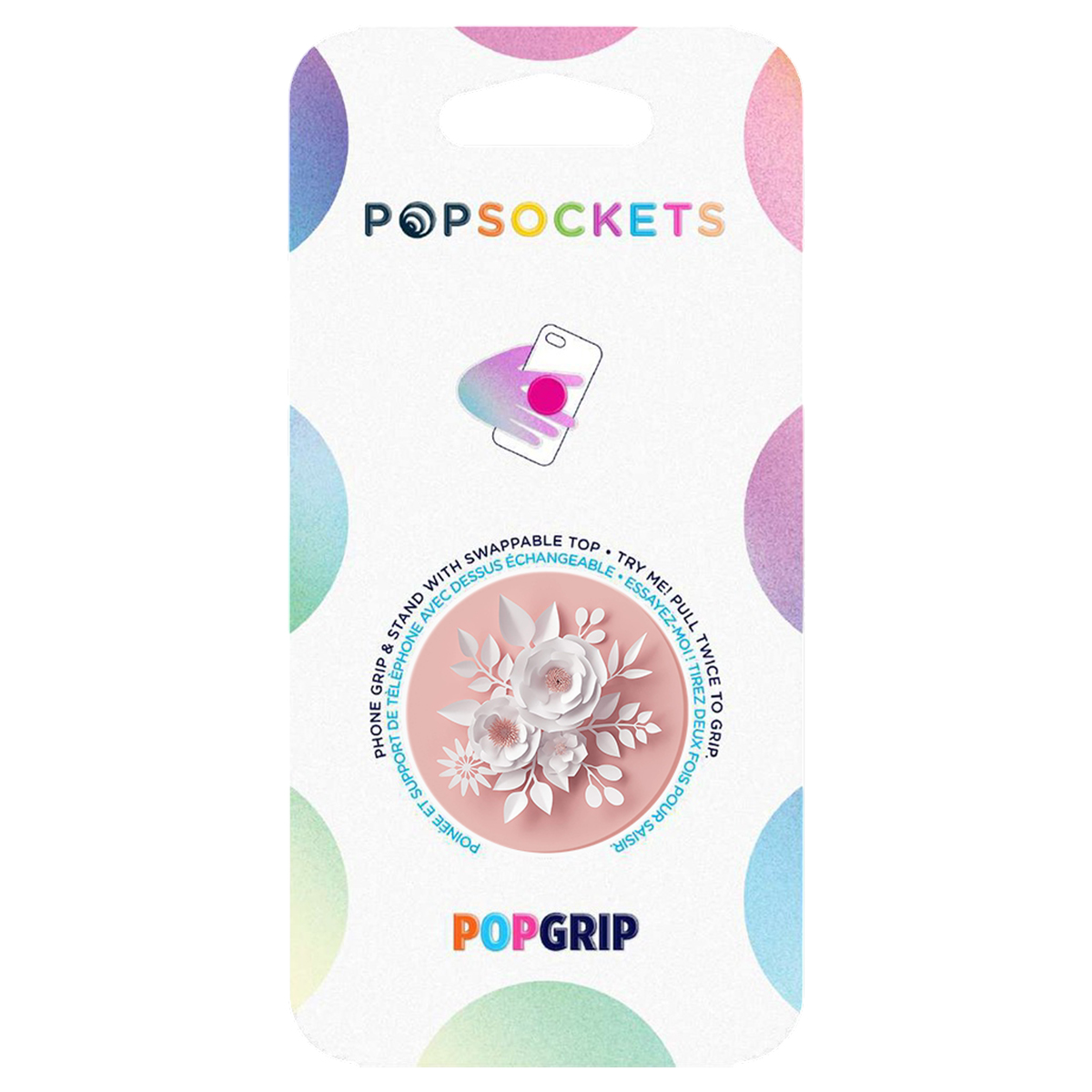 Confezione Popsockets con design floreale e impugnatura per telefono.