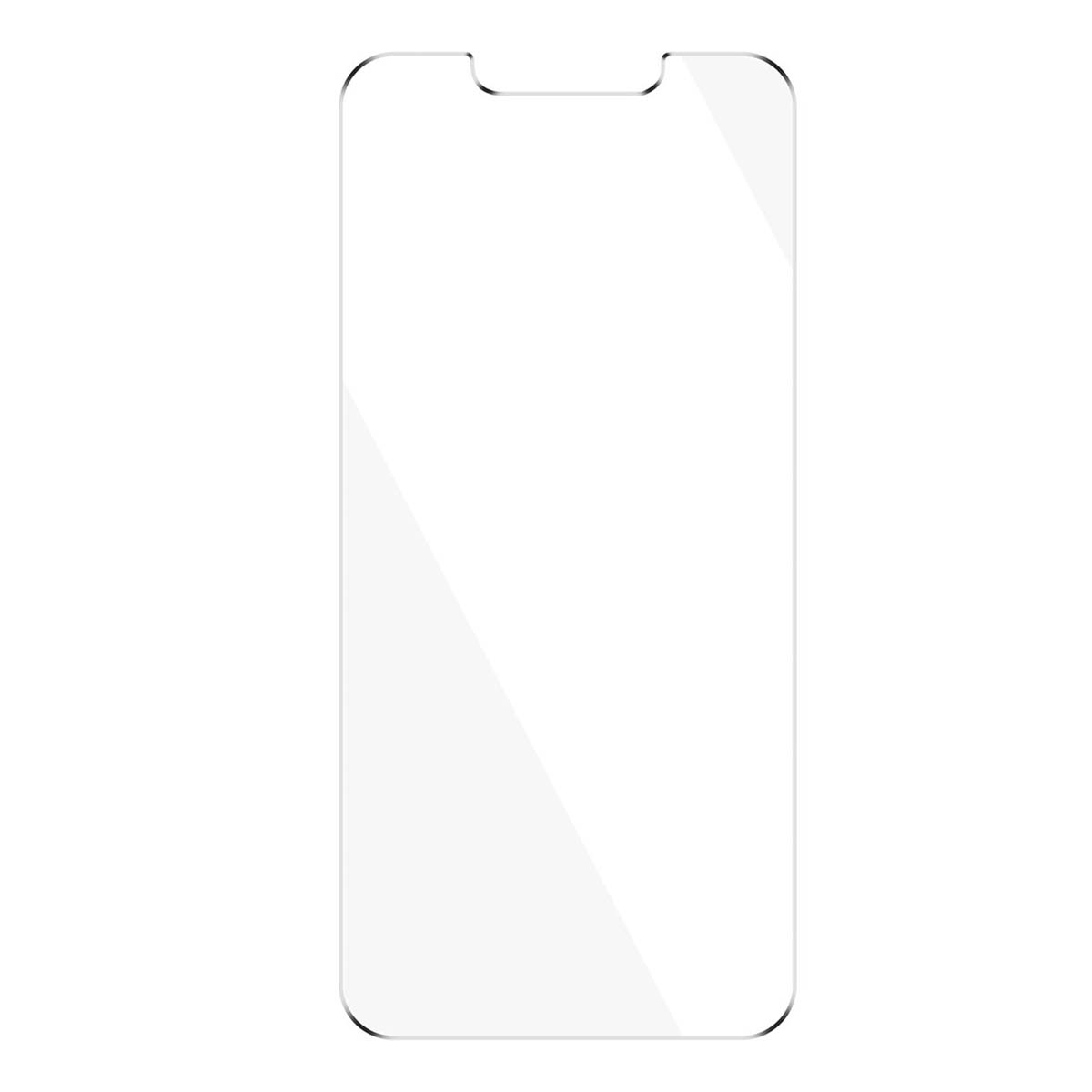 Een heldere schermprotector voor een smartphone met een inkeping boven.