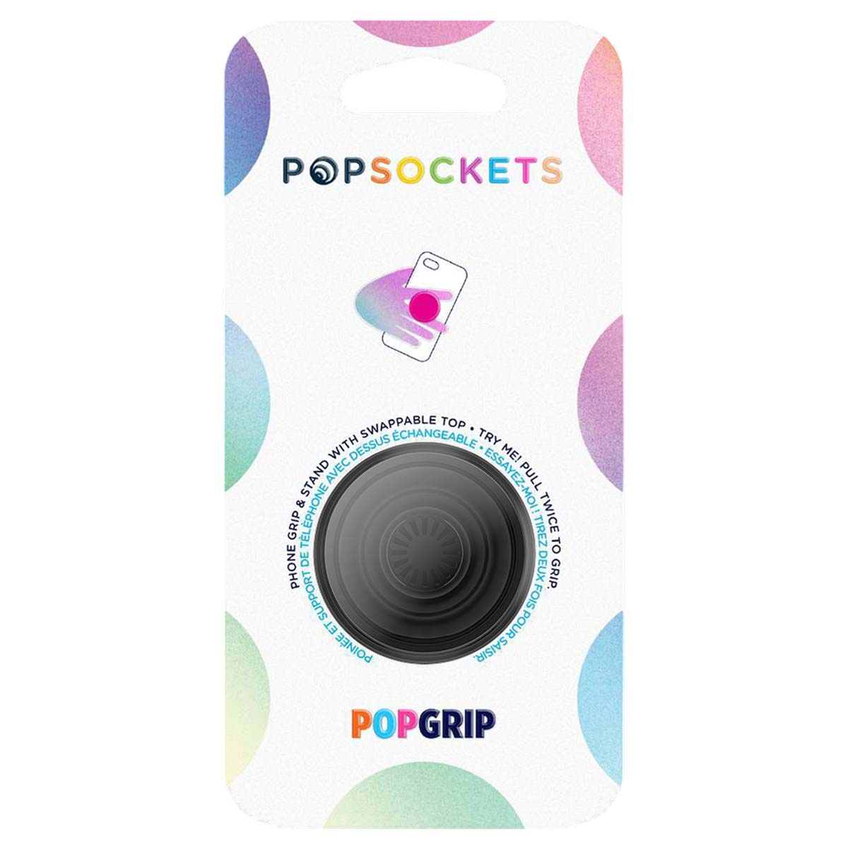 Popsockets impugnatura e supporto per telefono, con parte superiore intercambiabile, nero.