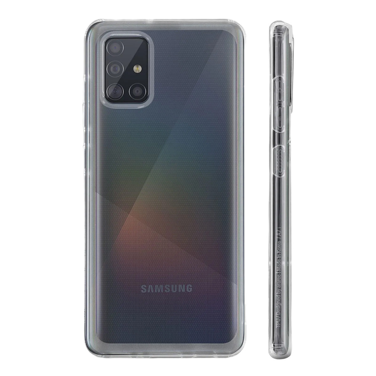 Una cover trasparente per telefono con quattro fotocamere.