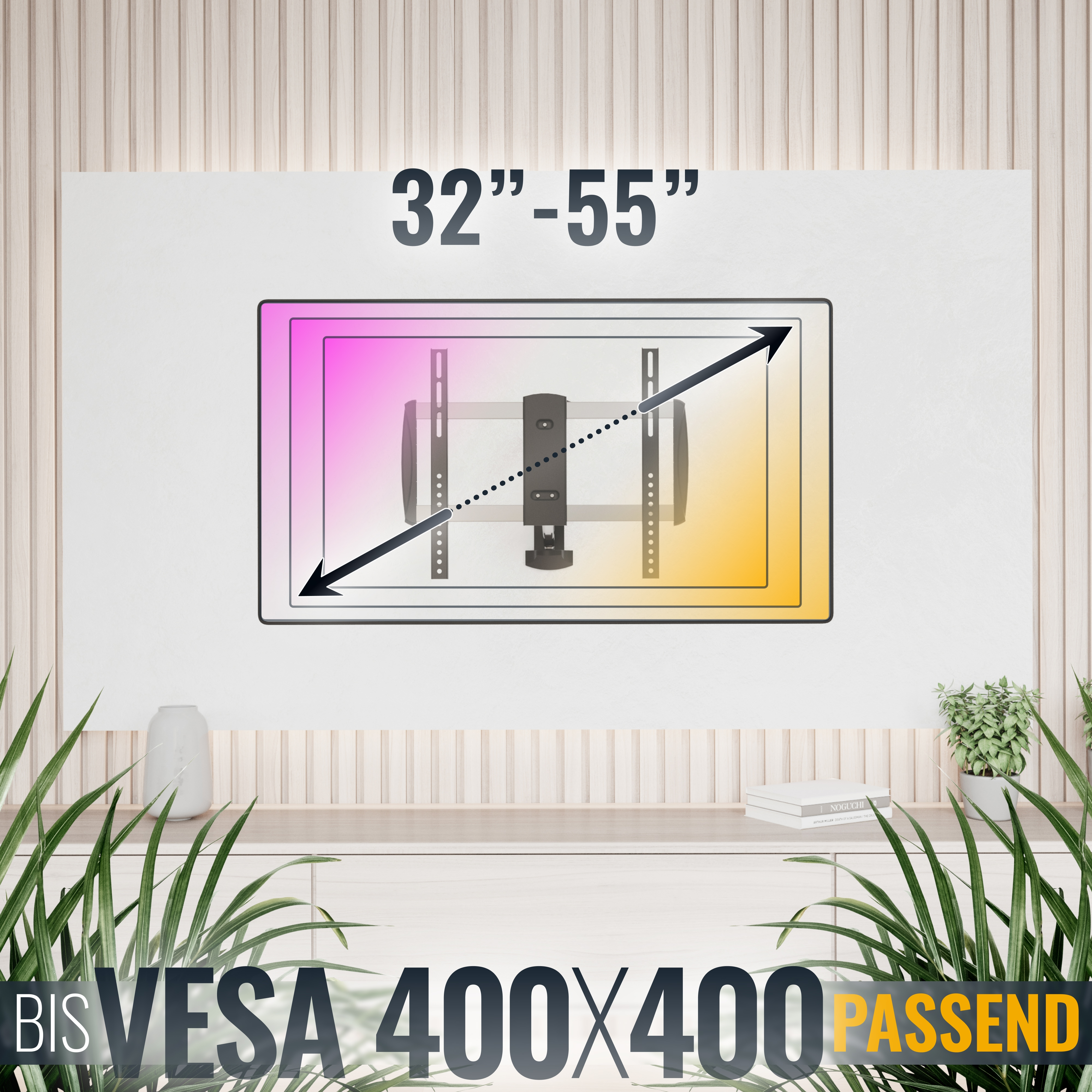 TV-Wandhalterung für 32-55 Zoll TVs mit VESA 400x400.