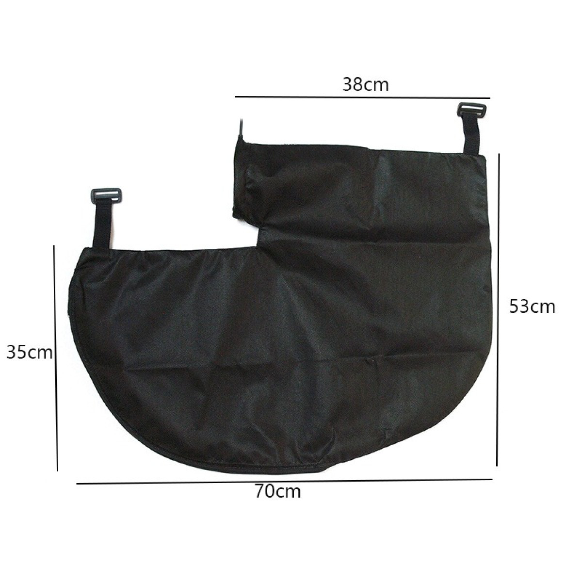 Zwarte stoelbekleding van 70x53cm en 38x35cm, met gespen.