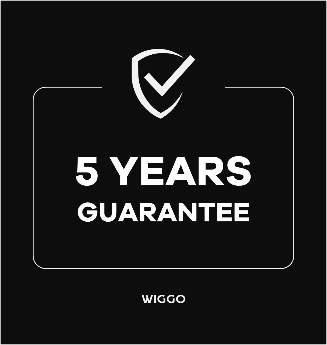 5 jaar garantie met logo en merknaam WIGGO.