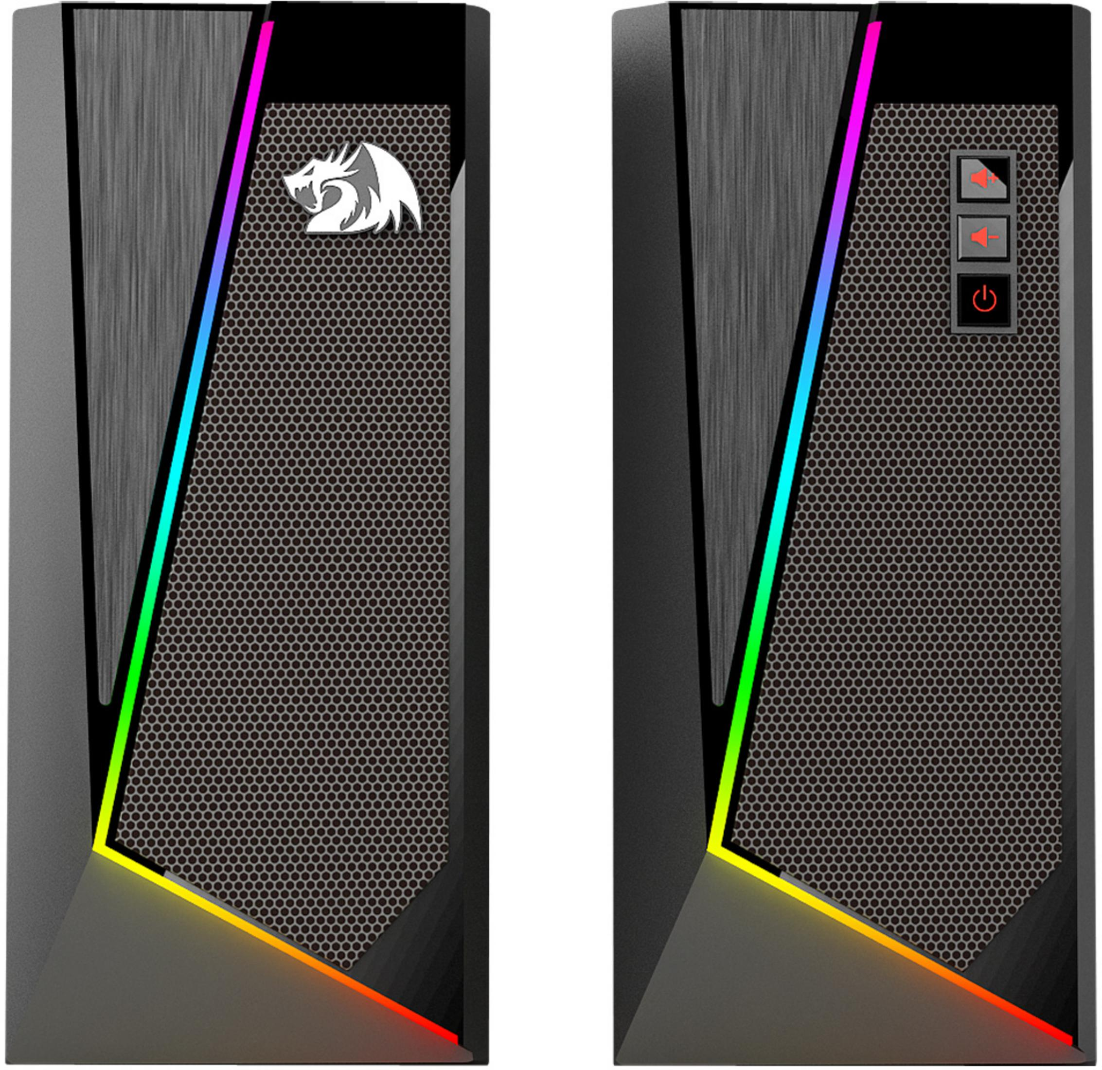 Due tower PC nere con illuminazione RGB e logo di drago.