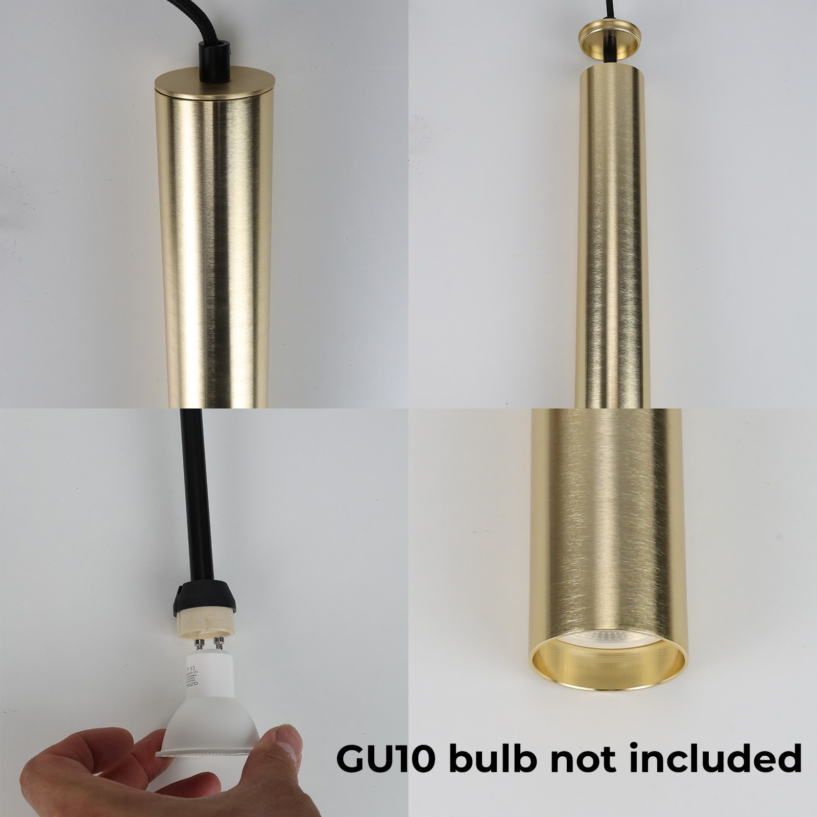 Lámpara colgante de latón, bombilla GU10 no incluida.