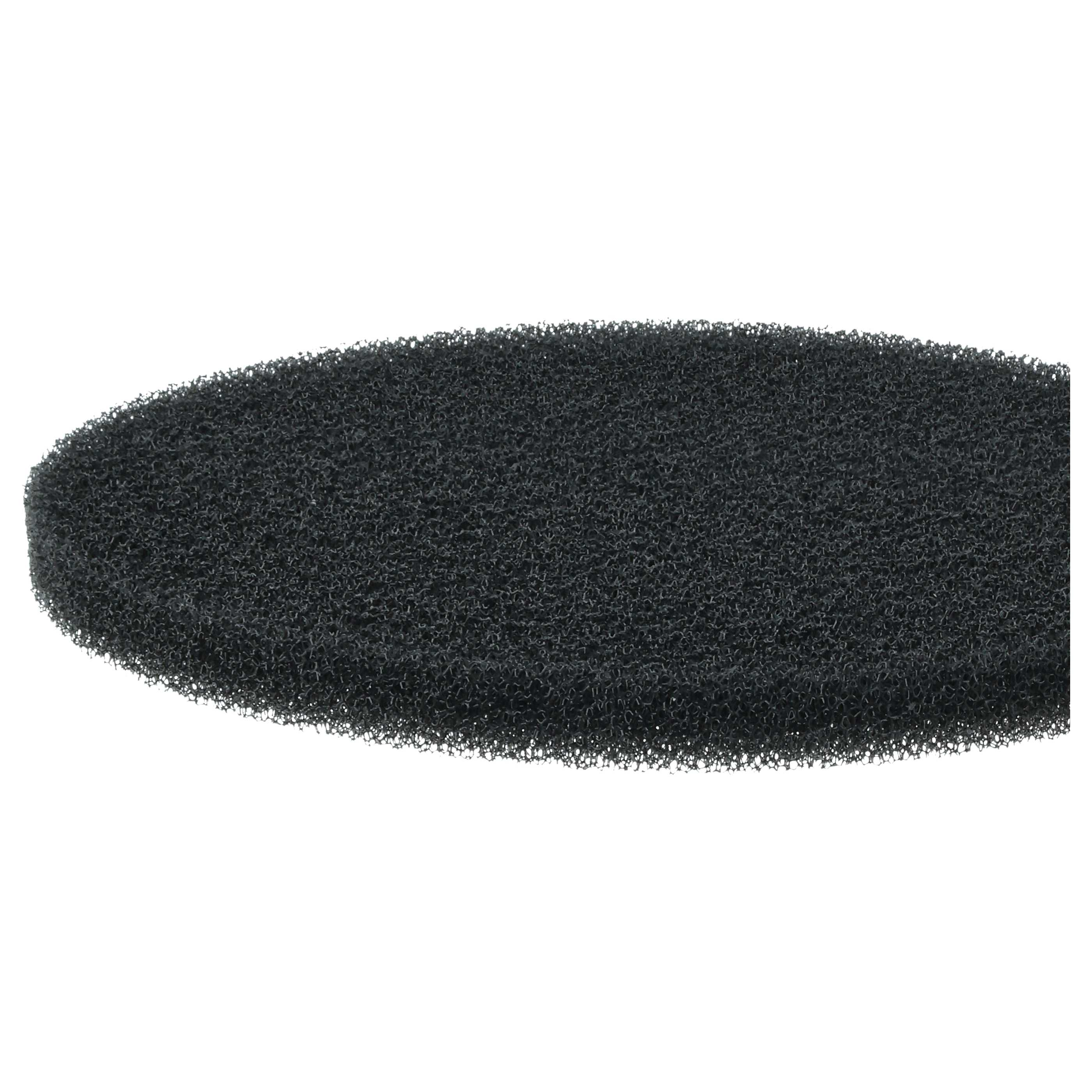 Ein schwarzer Schaumstofffilter mit unregelmäßiger Oberfläche.
